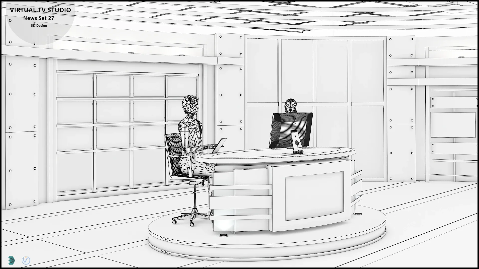 Virtual TV Studio News Set 27