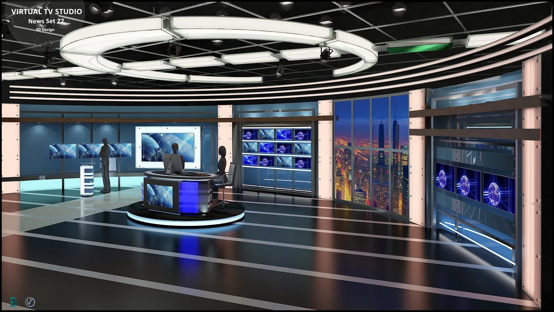 Virtual TV Studio News Set 27