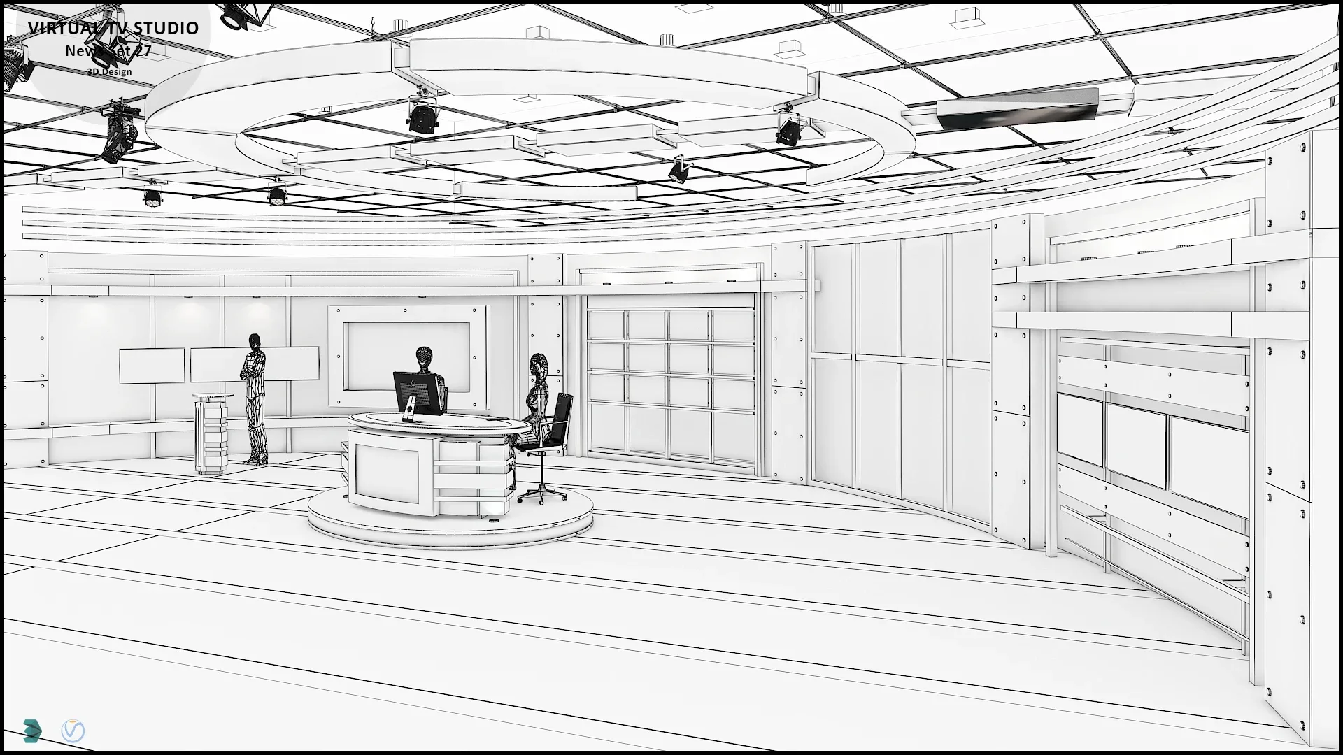 Virtual TV Studio News Set 27