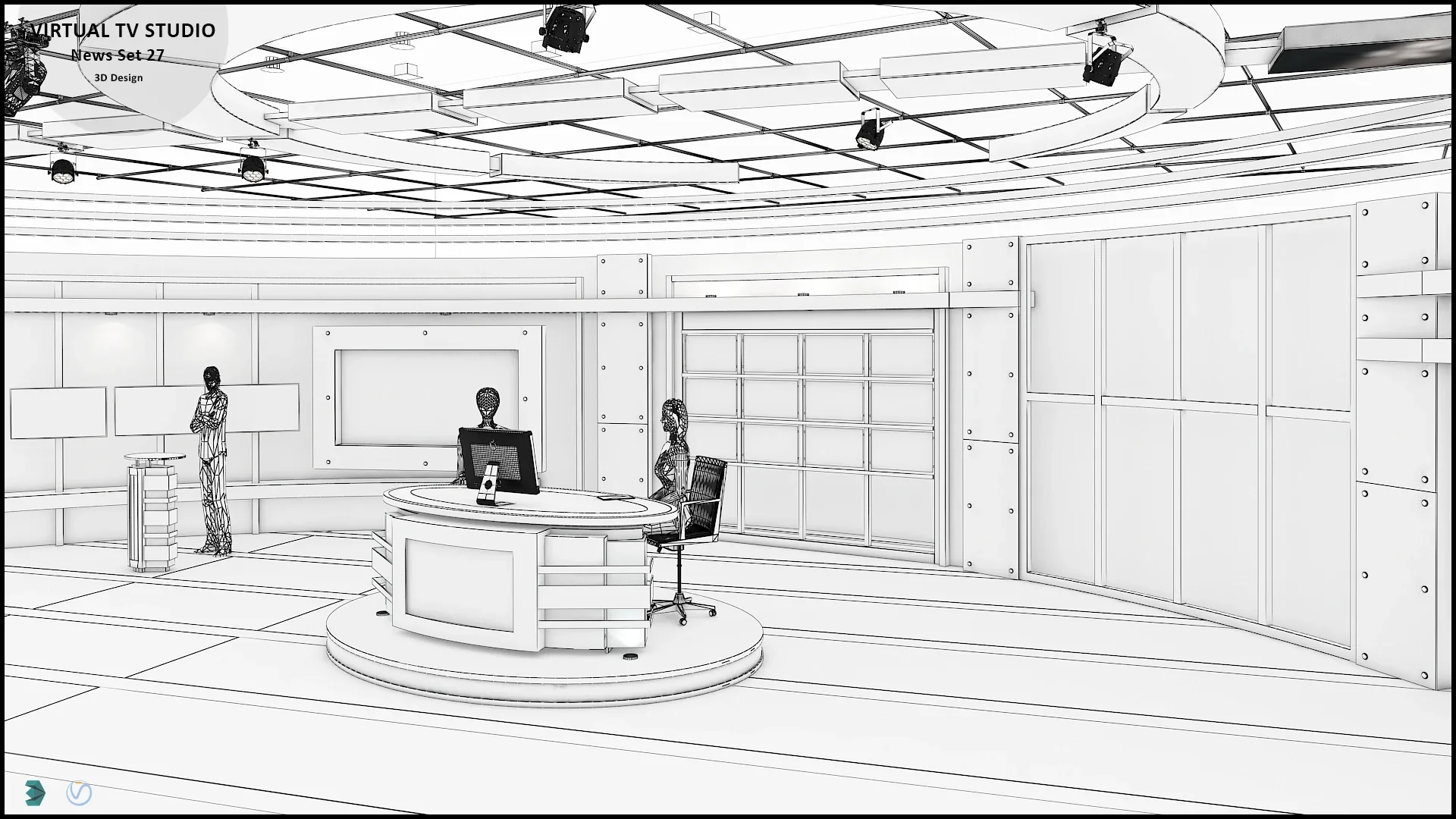 Virtual TV Studio News Set 27