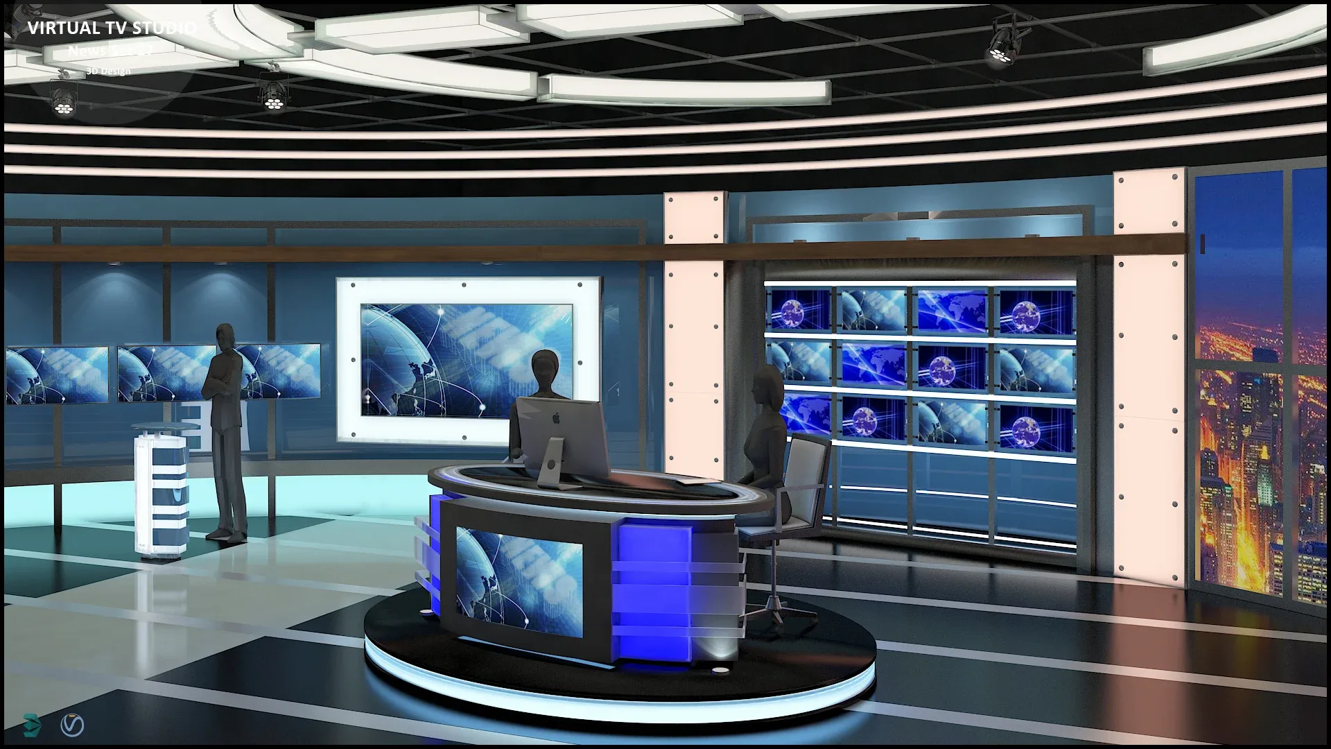 Virtual TV Studio News Set 27