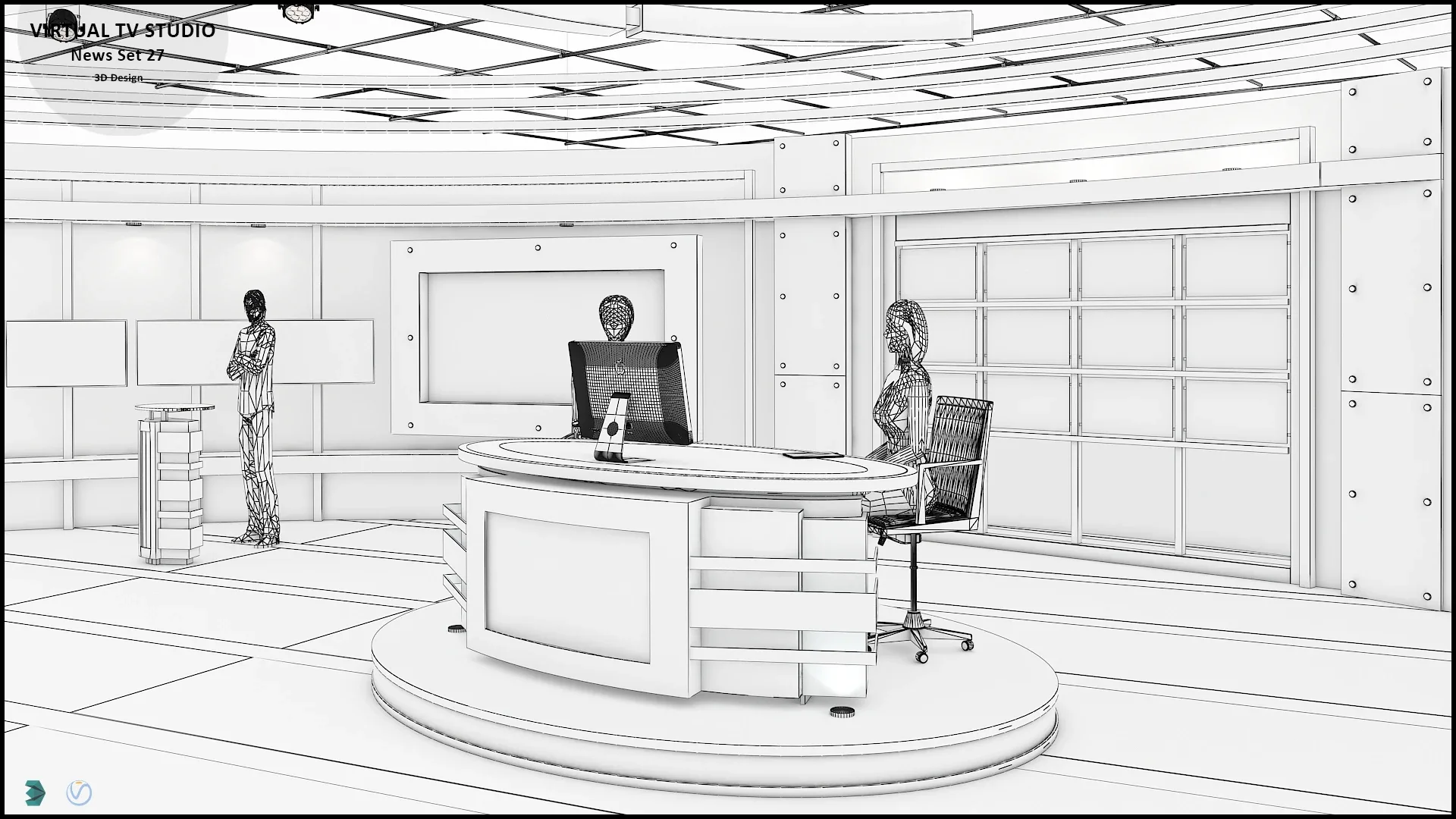 Virtual TV Studio News Set 27