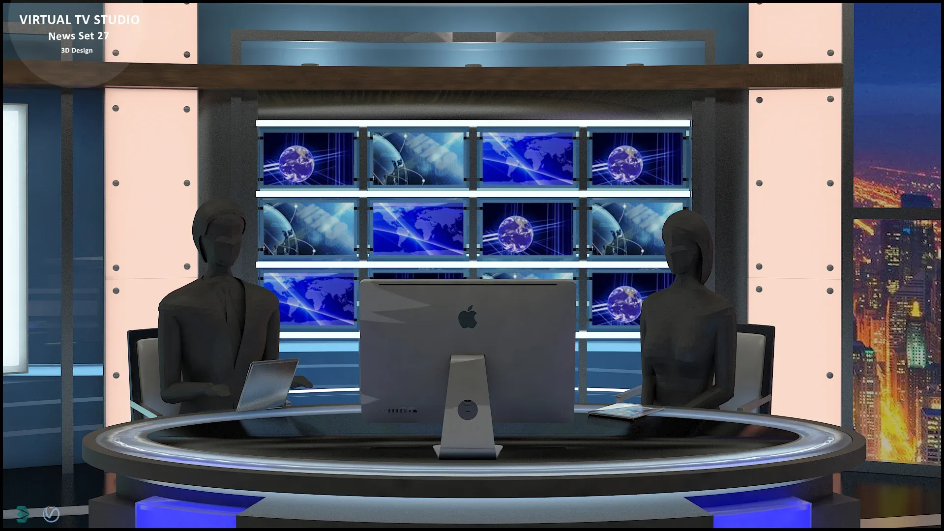 Virtual TV Studio News Set 27