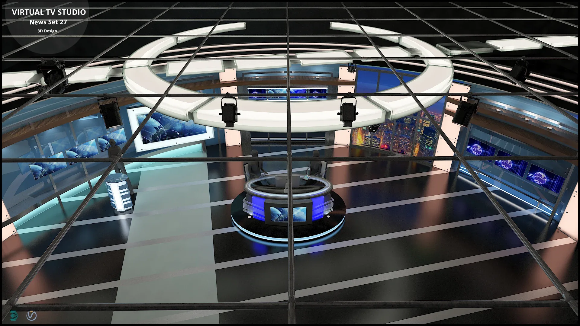 Virtual TV Studio News Set 27