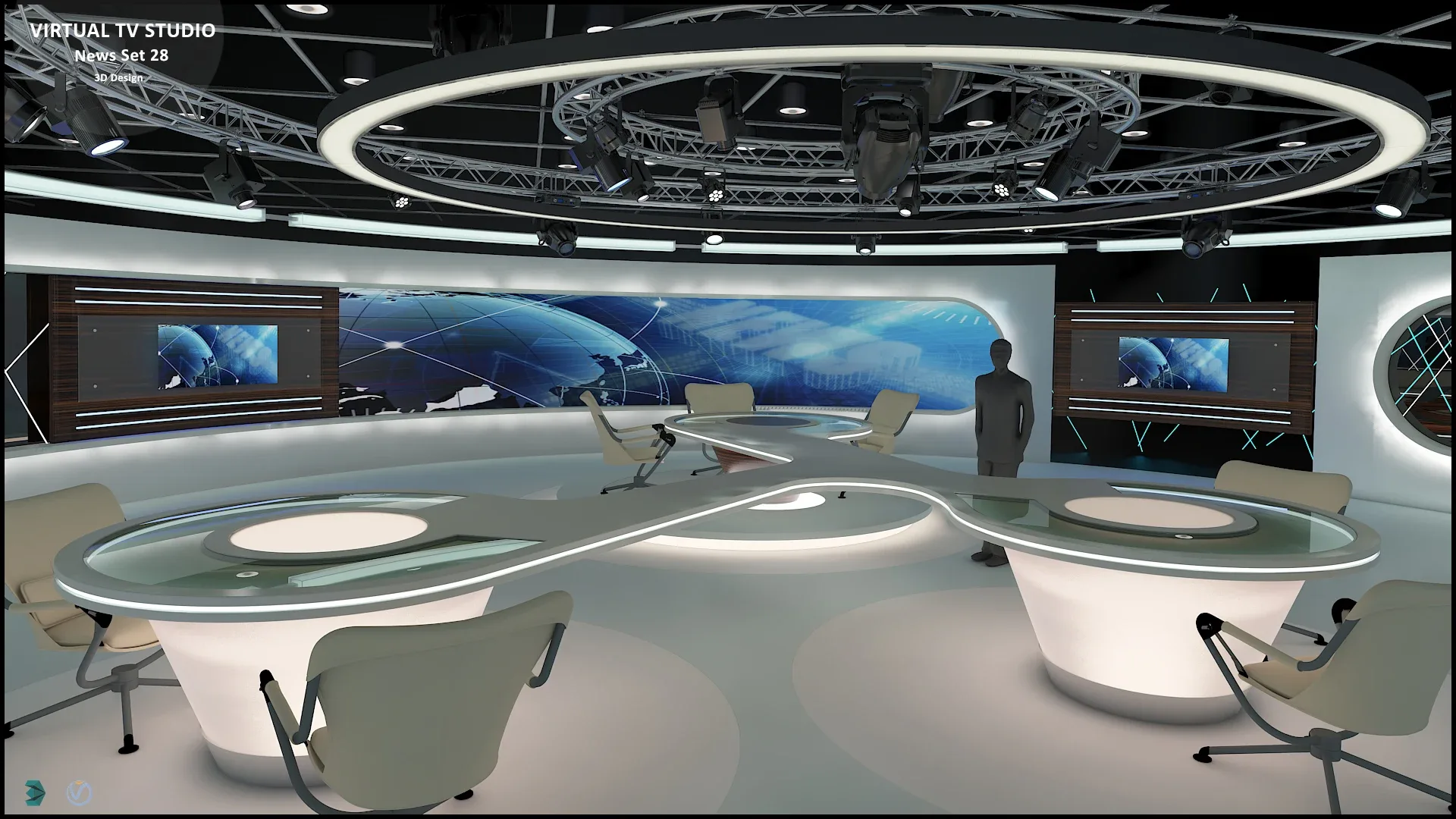 Virtual TV Studio News Set 28