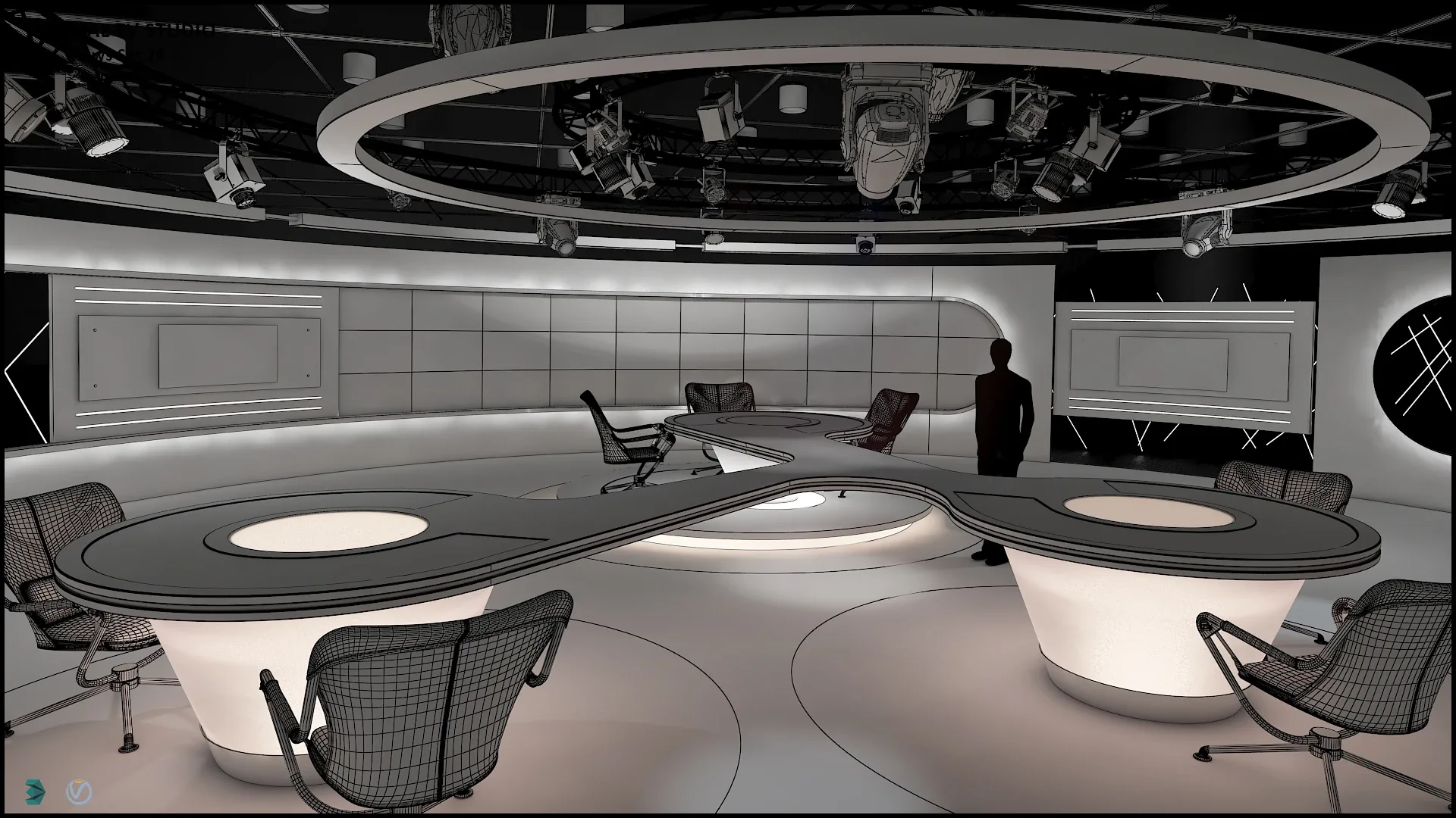 Virtual TV Studio News Set 28