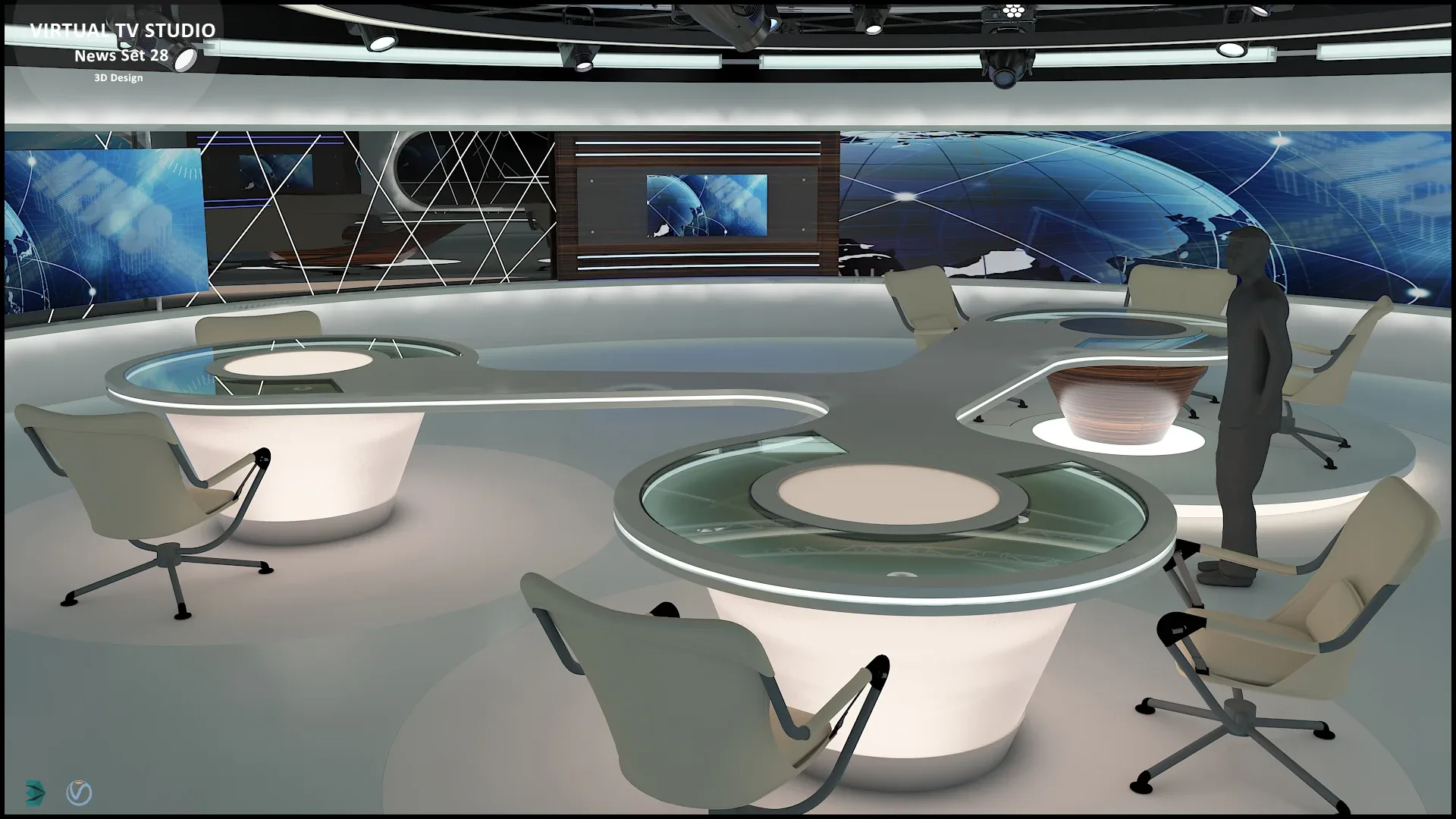 Virtual TV Studio News Set 28