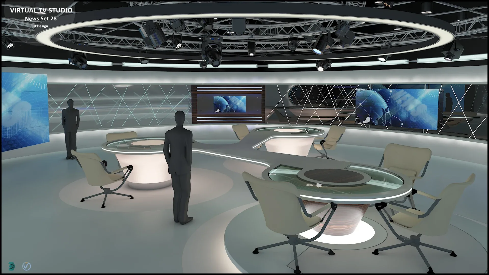 Virtual TV Studio News Set 28