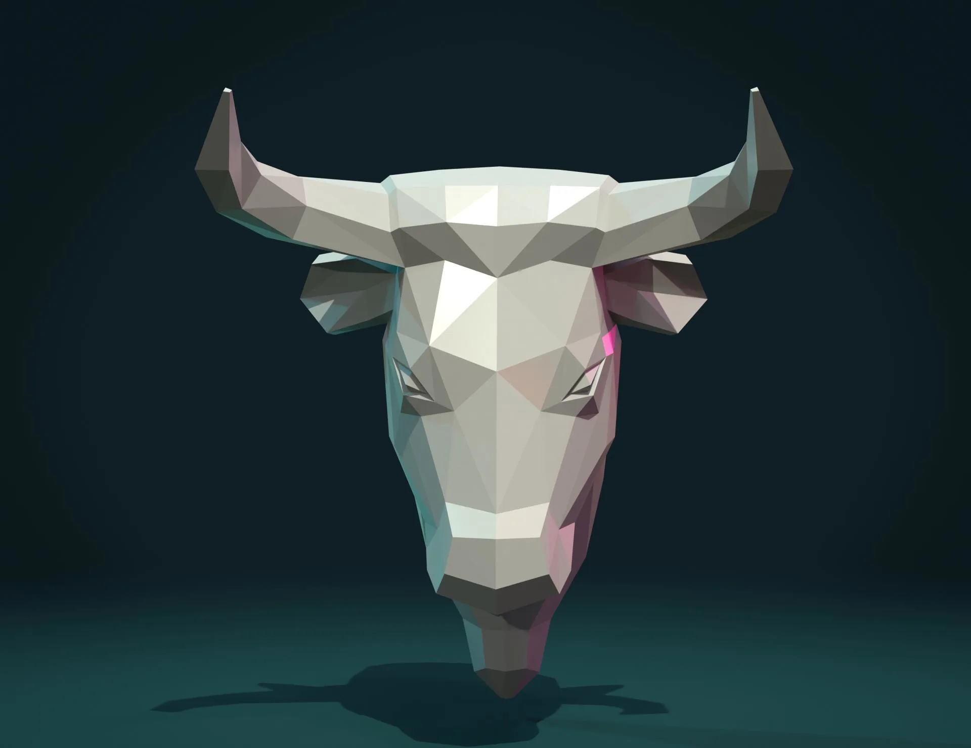 Bull Head Low Poly - 3D Print Ready