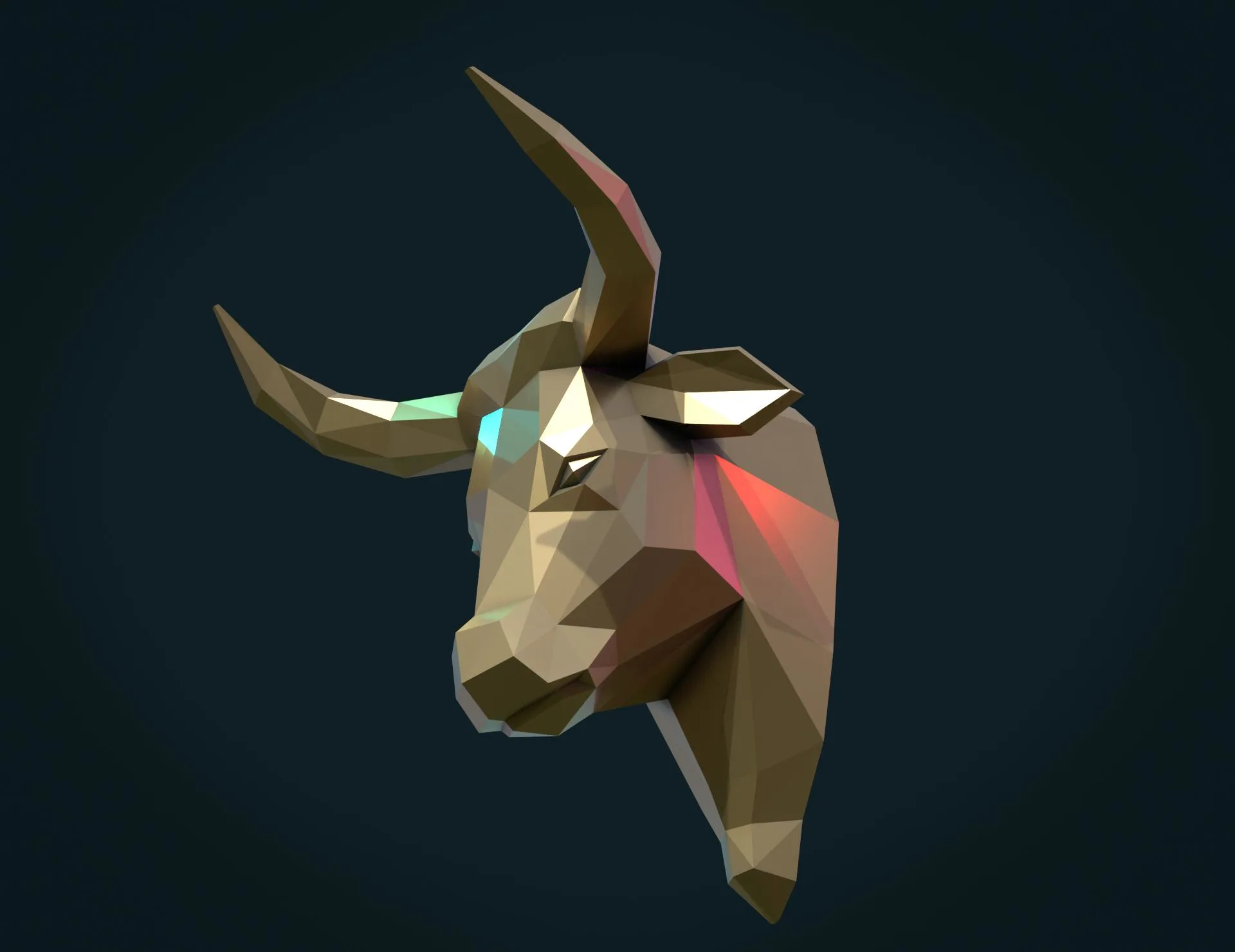 Bull Head Low Poly - 3D Print Ready