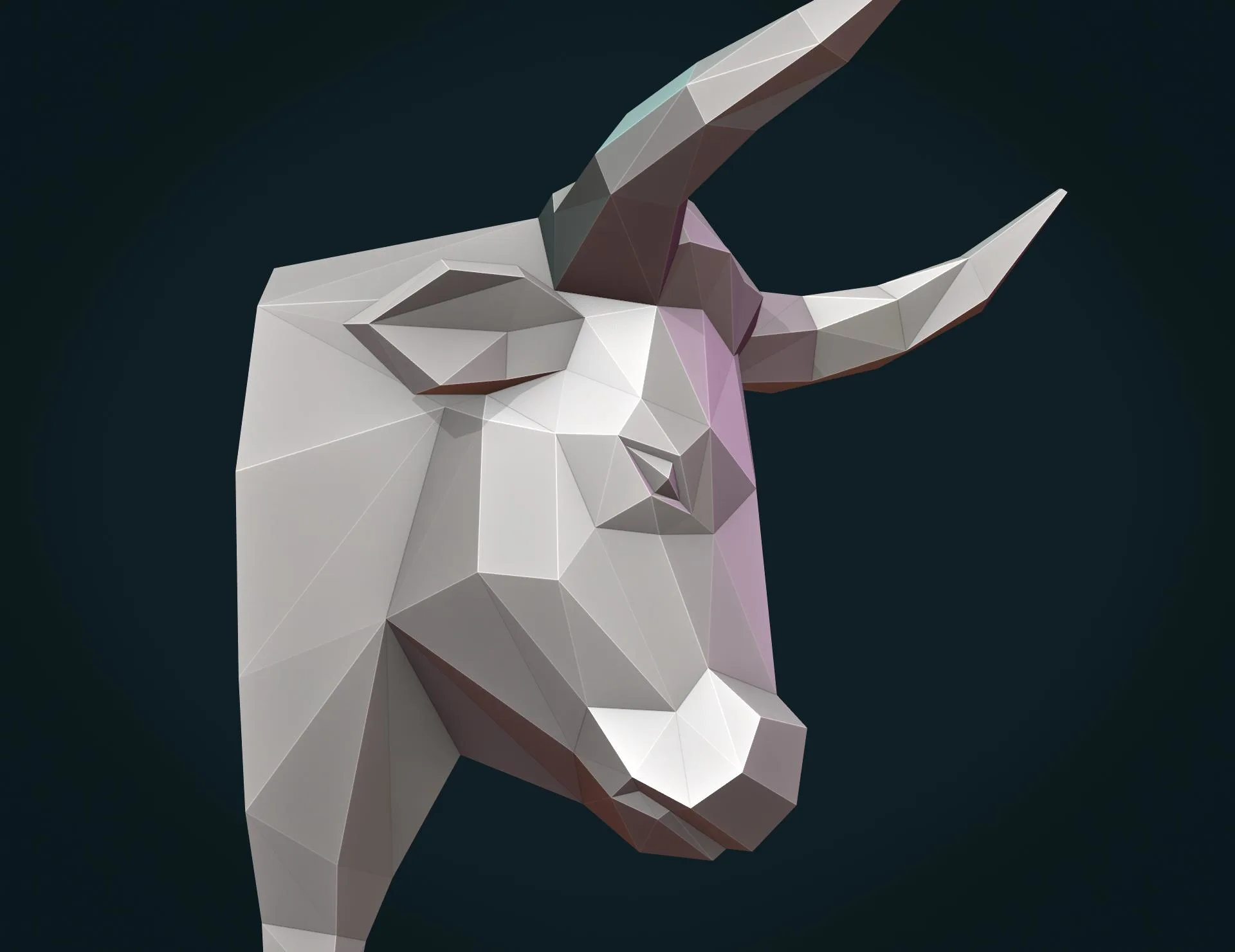 Bull Head Low Poly - 3D Print Ready