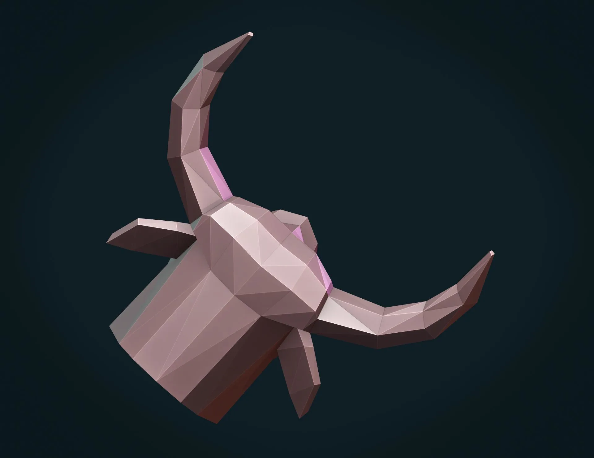 Bull Head Low Poly - 3D Print Ready