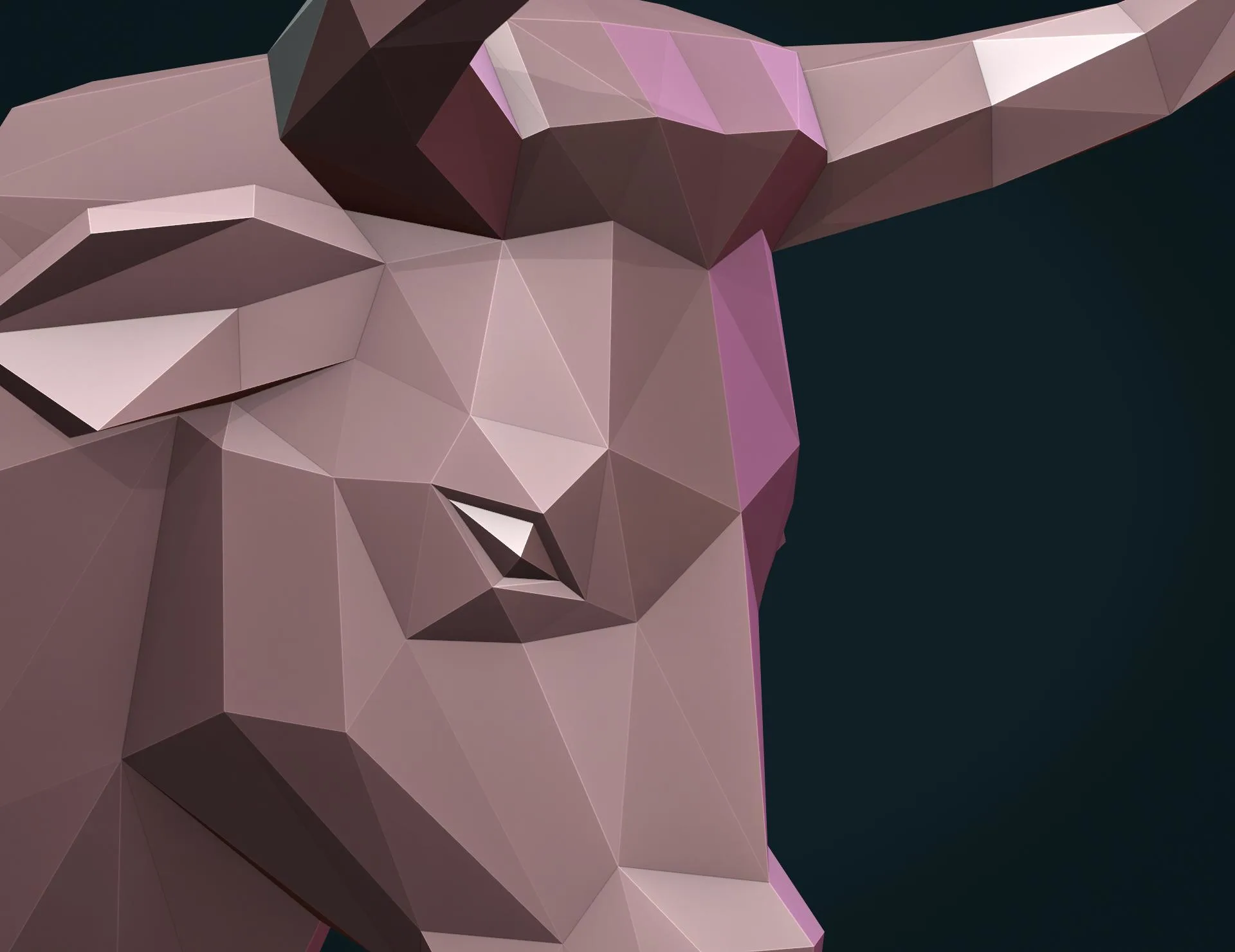 Bull Head Low Poly - 3D Print Ready