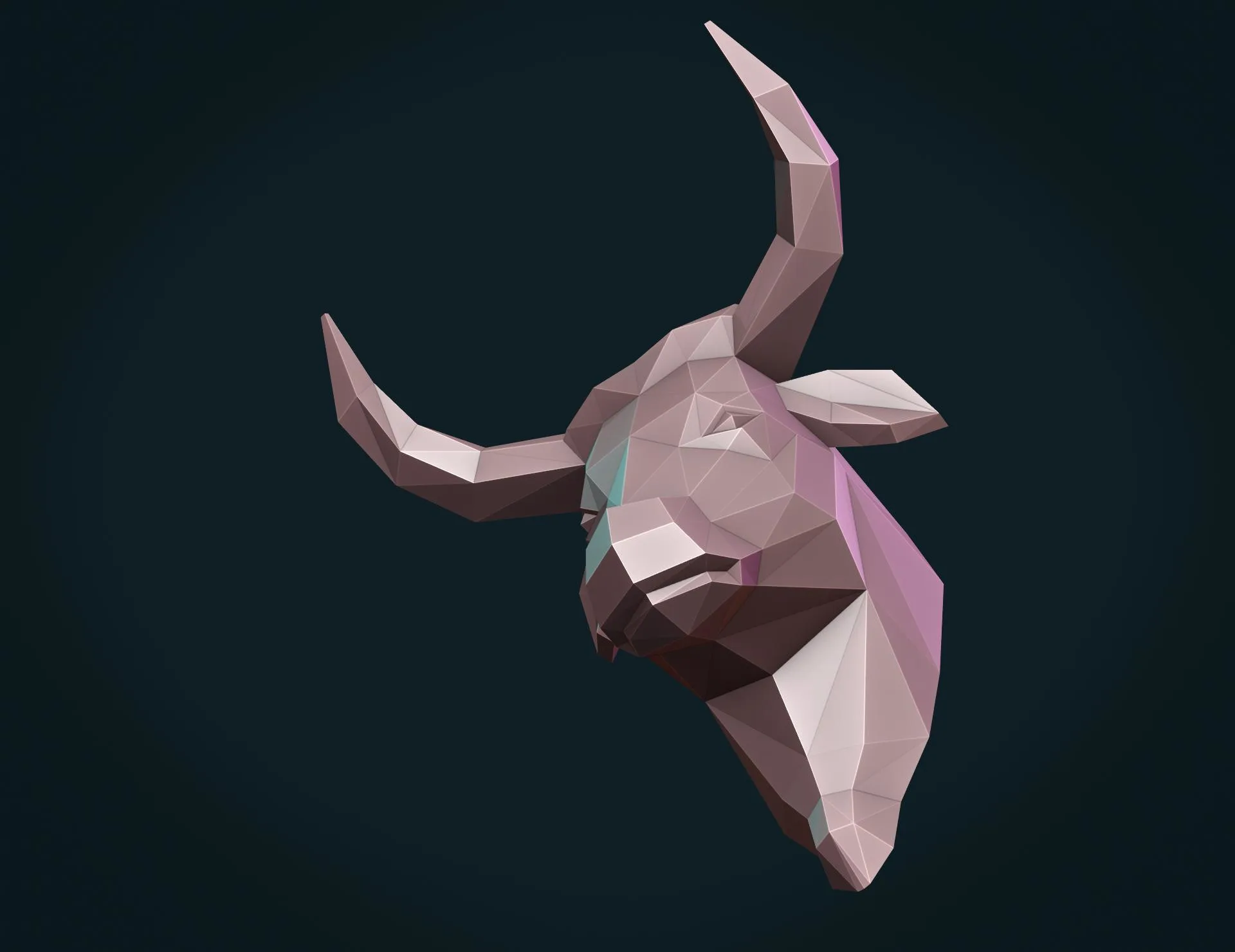 Bull Head Low Poly - 3D Print Ready