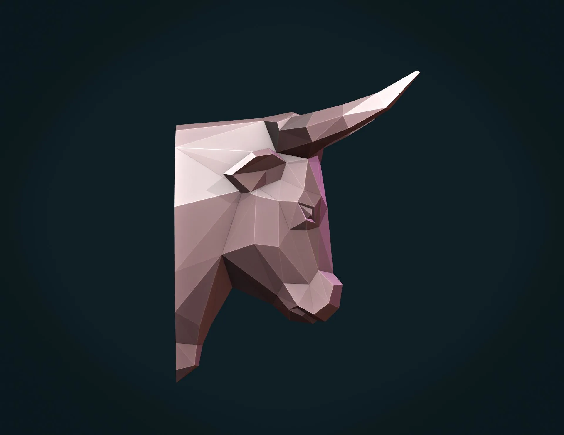 Bull Head Low Poly - 3D Print Ready