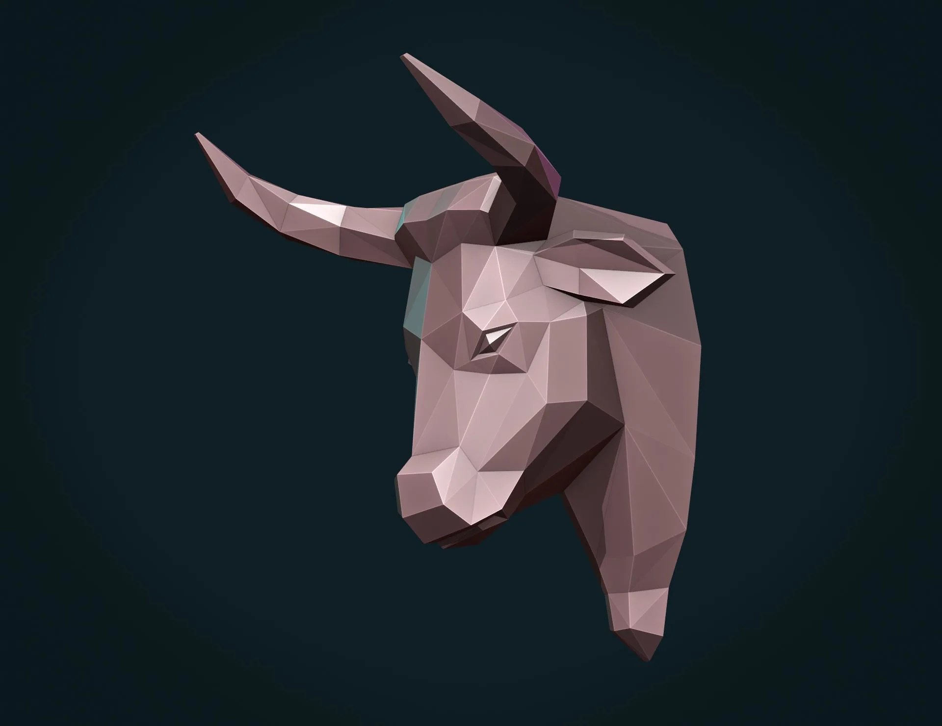 Bull Head Low Poly - 3D Print Ready