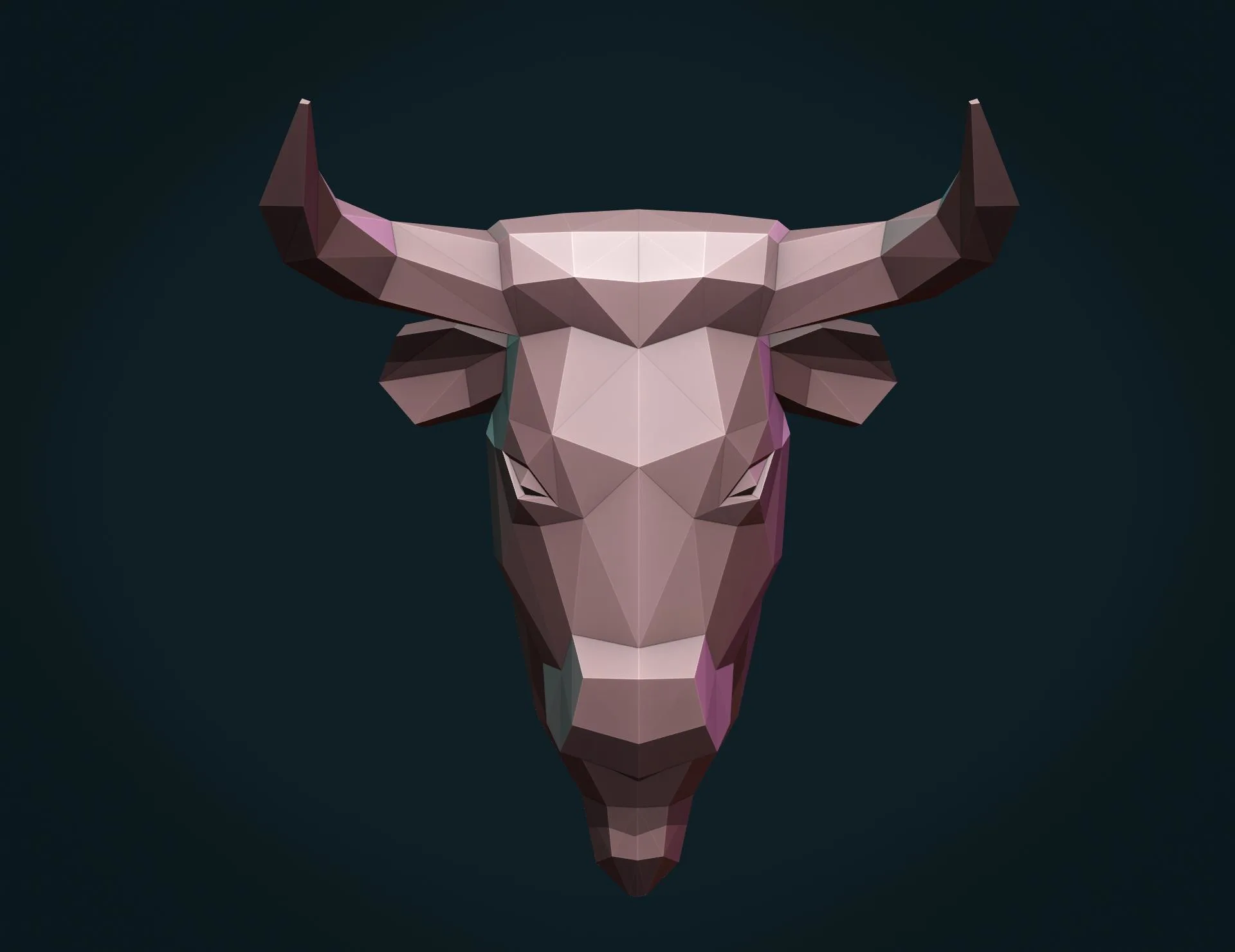 Bull Head Low Poly - 3D Print Ready