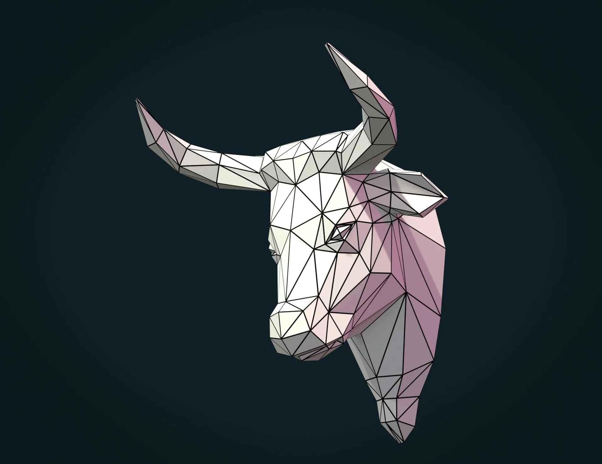 Bull Head Low Poly - 3D Print Ready