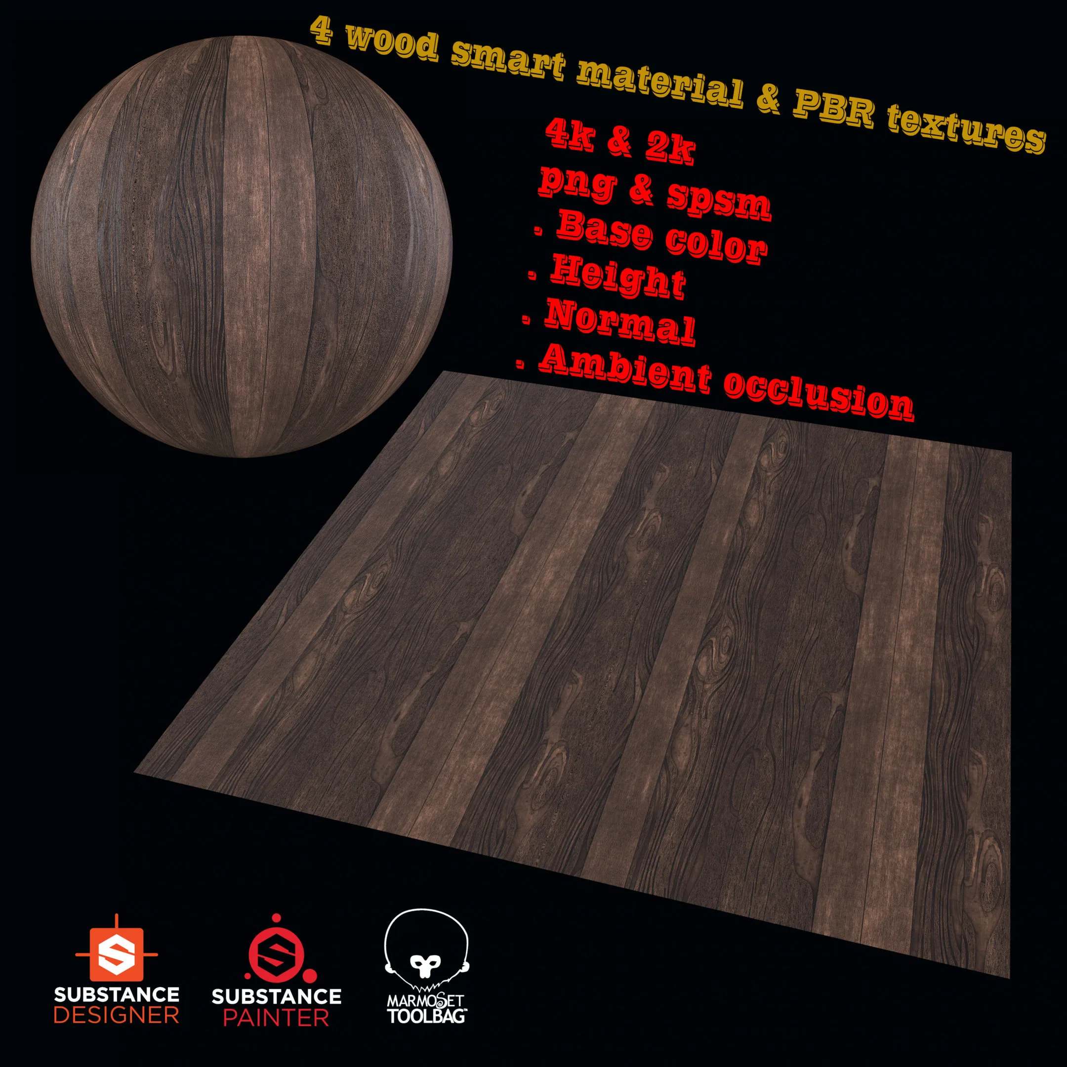 4 Wood Smart Material &amp; PBR Texture