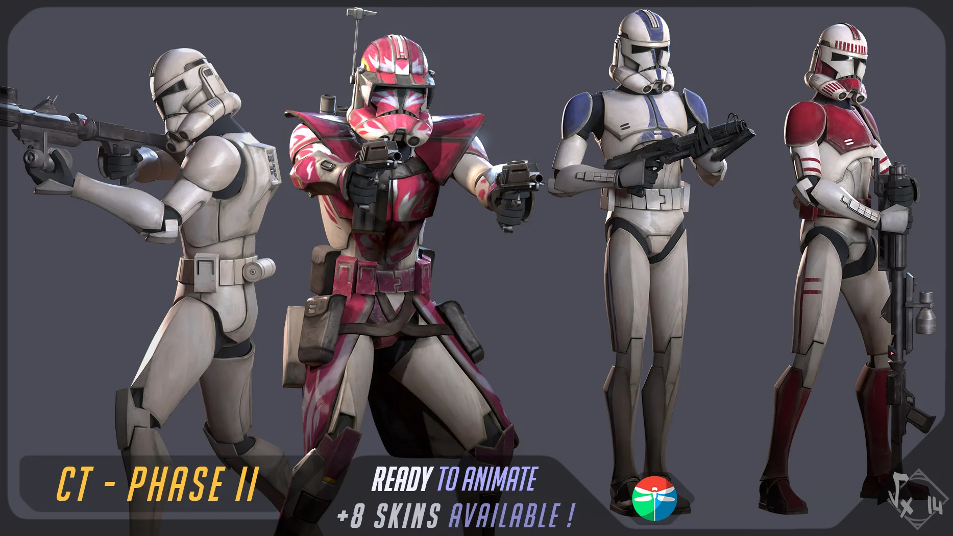 Clone Trooper Phase II – Full Rig + 8 Skins