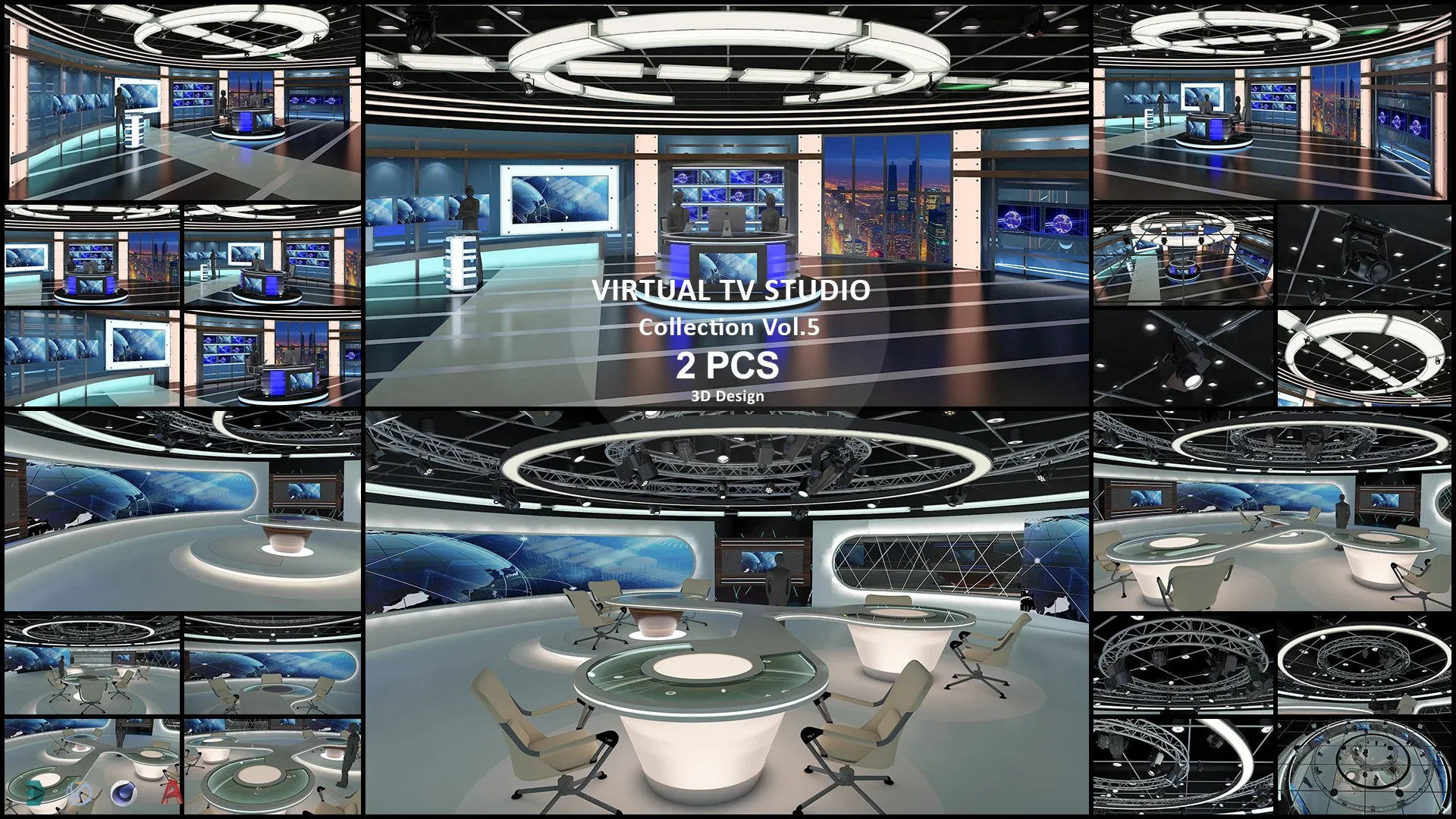 Virtual TV Studio Collection Vol 7 - 4 PCS DESIGN