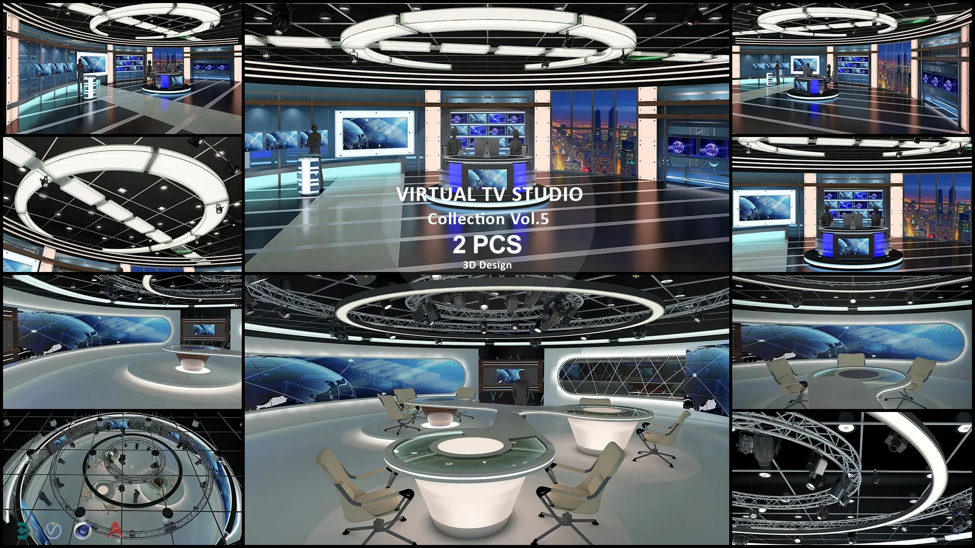 Virtual TV Studio Collection Vol 7 - 4 PCS DESIGN