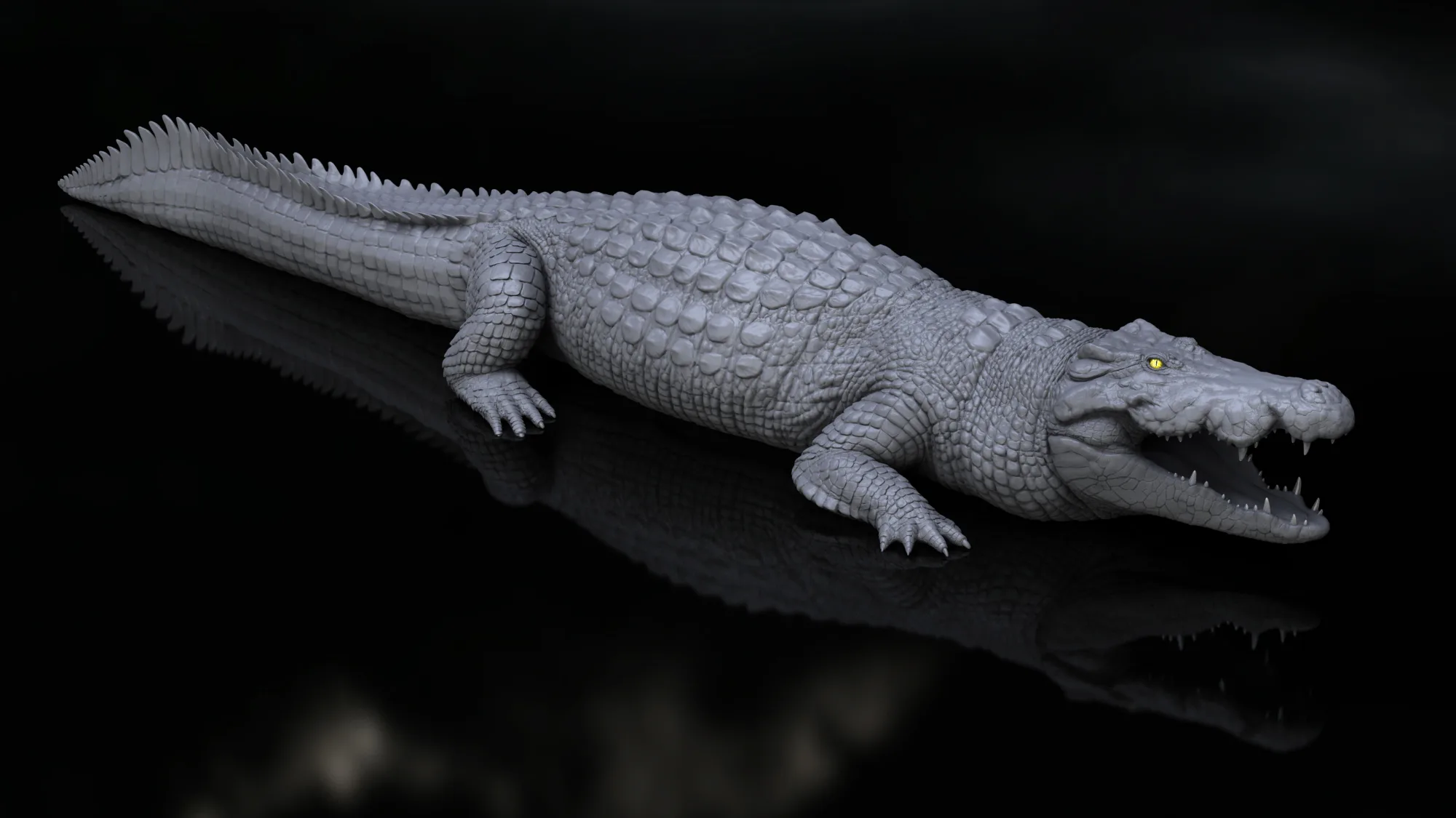 Production Quality Nile Crocodile 3D Model & ZBrush Sculpt