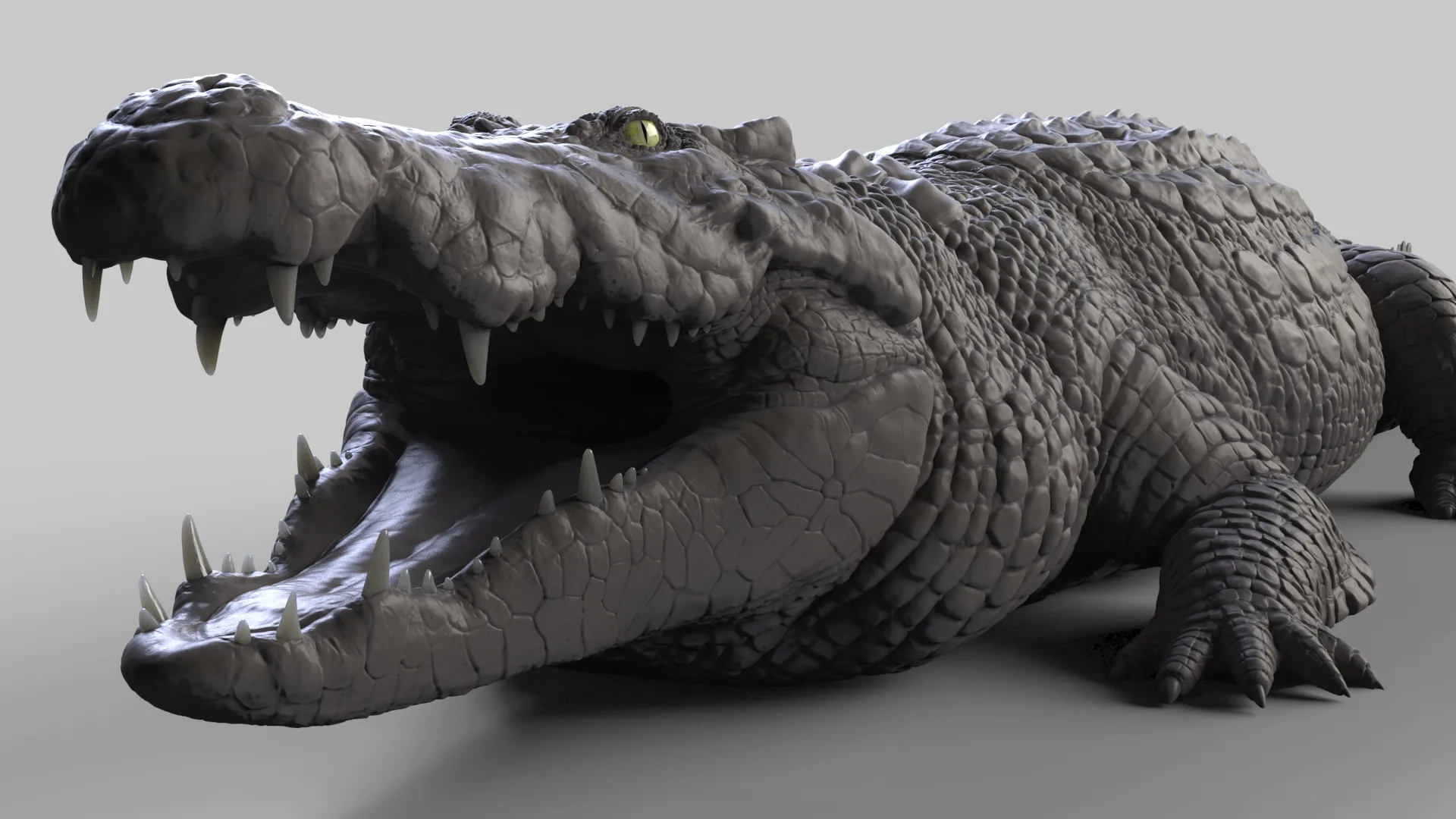 Production Quality Nile Crocodile 3D Model & ZBrush Sculpt