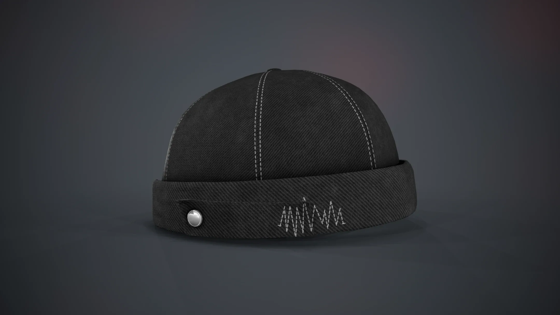 Full Black Jeans Brimless Cap