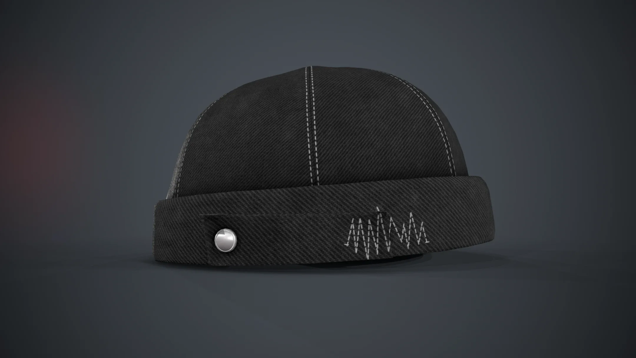 Full Black Jeans Brimless Cap