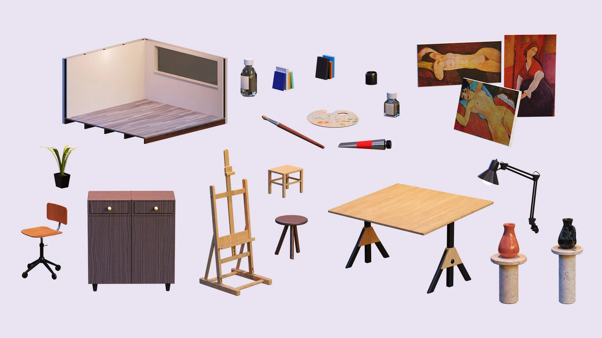 The Artist's Studio - Isometric Game Environment