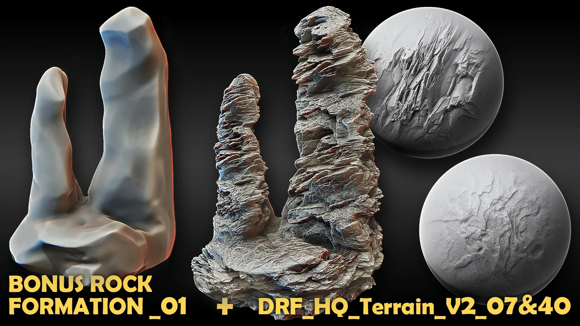Ultra HQ Terrain / Rock Seamless Sculpt Zbrush brushes + Alphas (Blender, Substance, etc.) Vol.2