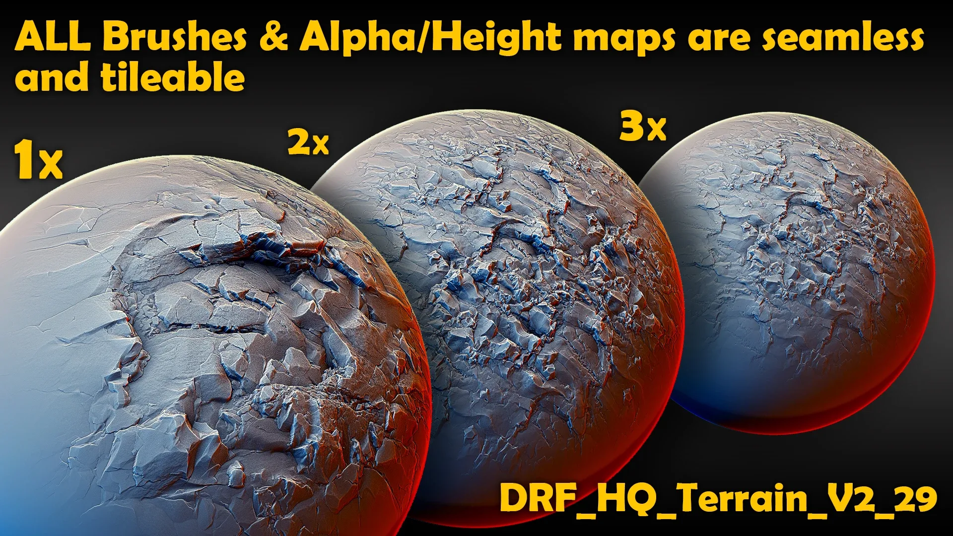 Ultra HQ Terrain / Rock Seamless Sculpt Zbrush brushes + Alphas (Blender, Substance, etc.) Vol.2