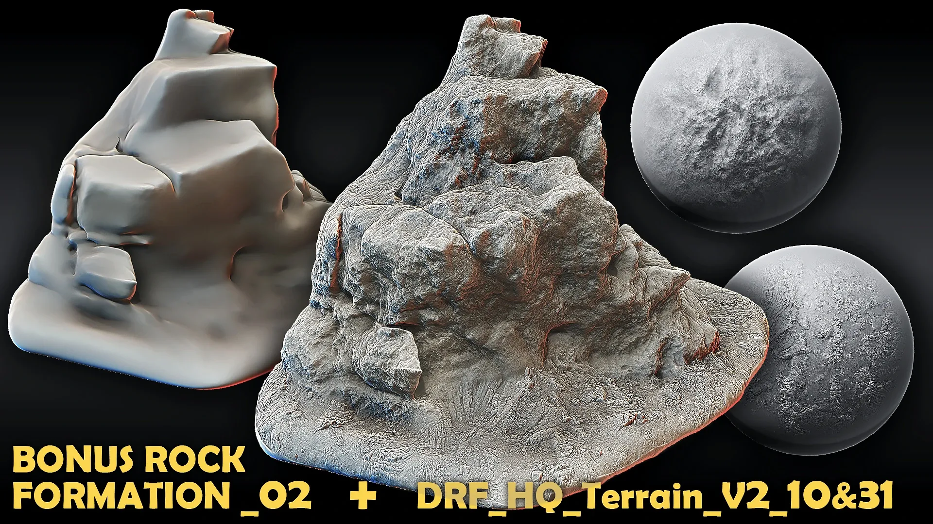 Ultra HQ Terrain / Rock Seamless Sculpt Zbrush brushes + Alphas (Blender, Substance, etc.) Vol.2