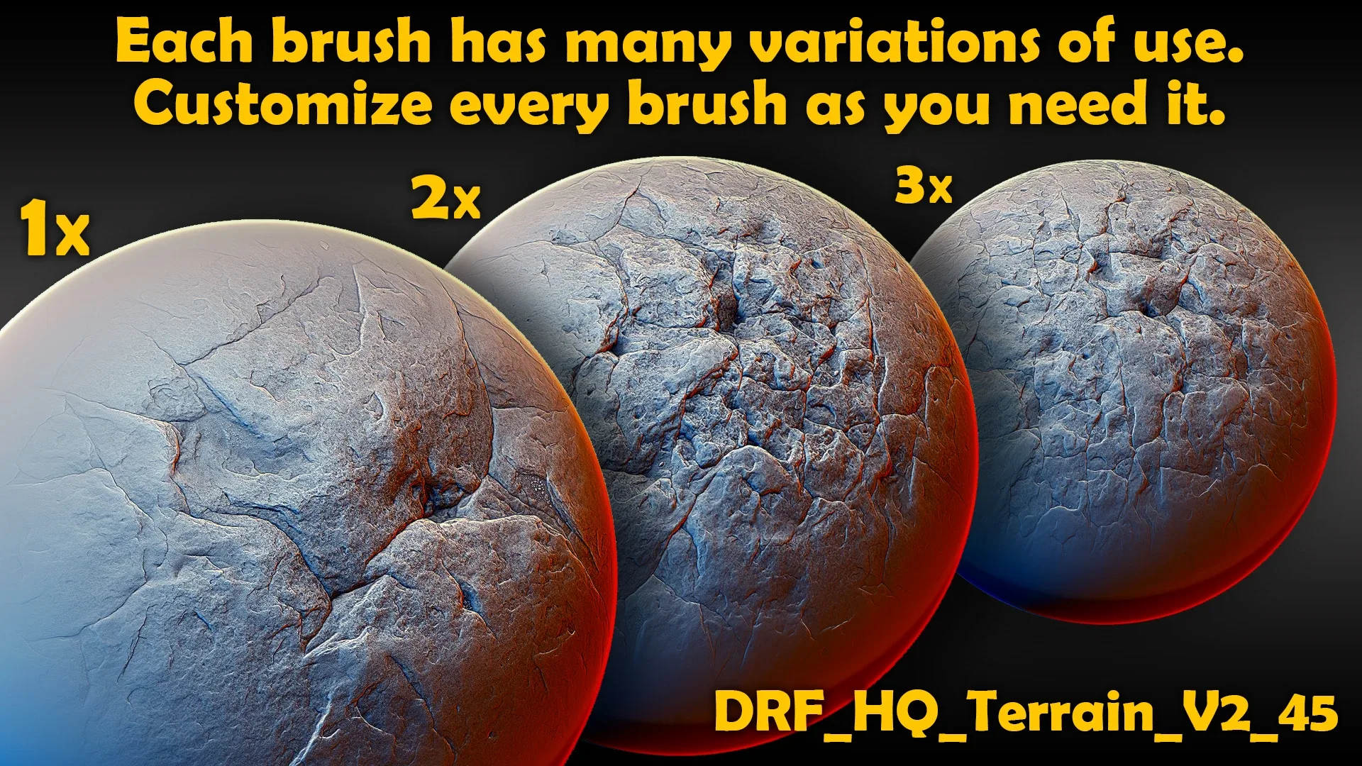 Ultra HQ Terrain / Rock Seamless Sculpt Zbrush brushes + Alphas (Blender, Substance, etc.) Vol.2