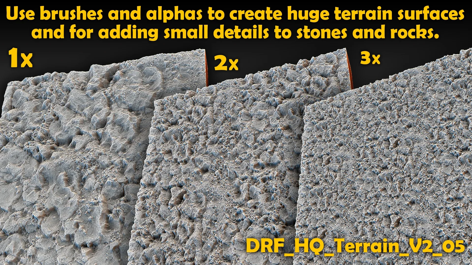 Ultra HQ Terrain / Rock Seamless Sculpt Zbrush brushes + Alphas (Blender, Substance, etc.) Vol.2