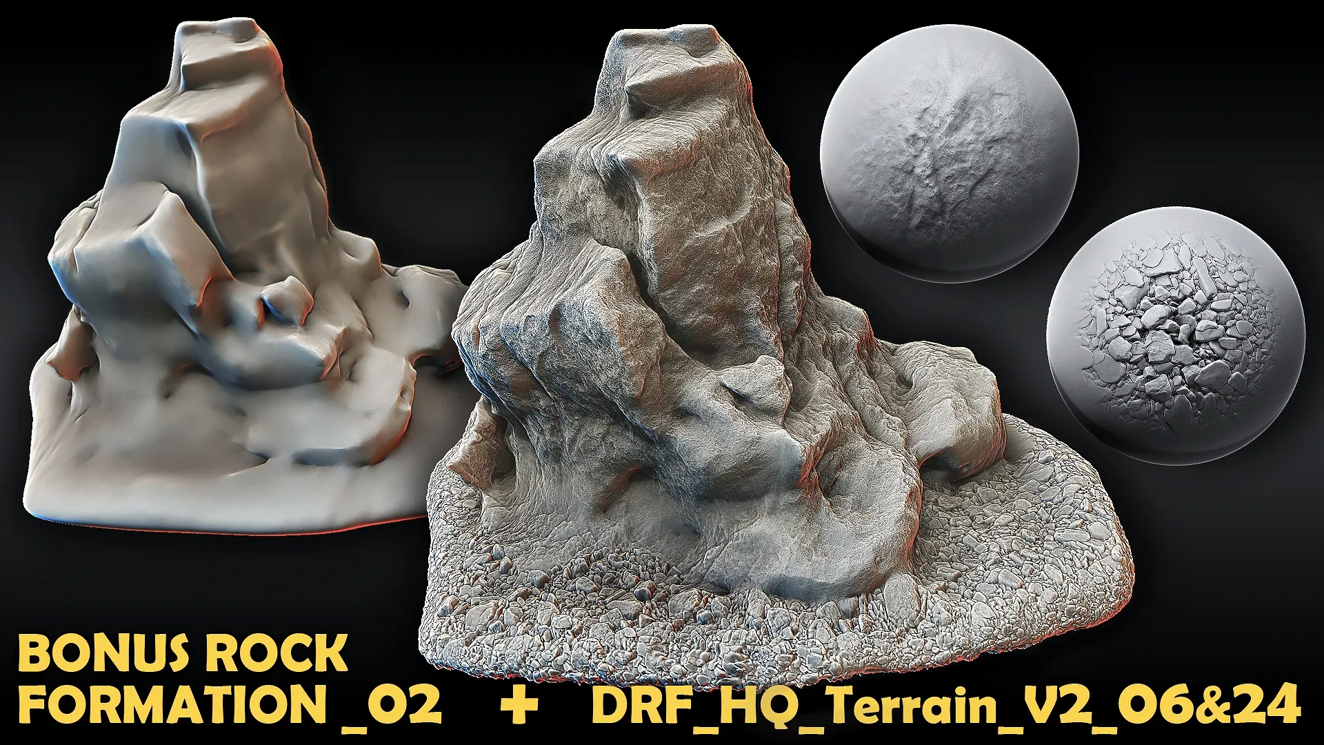 Ultra HQ Terrain / Rock Seamless Sculpt Zbrush brushes + Alphas (Blender, Substance, etc.) Vol.2