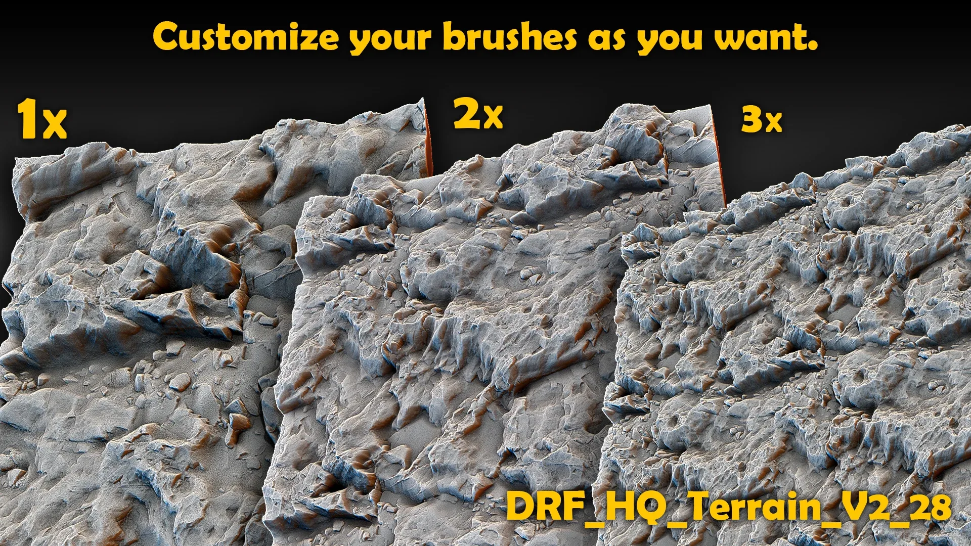 Ultra HQ Terrain / Rock Seamless Sculpt Zbrush brushes + Alphas (Blender, Substance, etc.) Vol.2