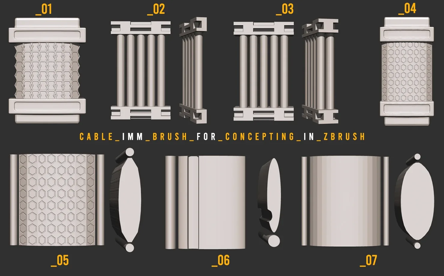 Cable IMM Brush For Concepting In Zbrush