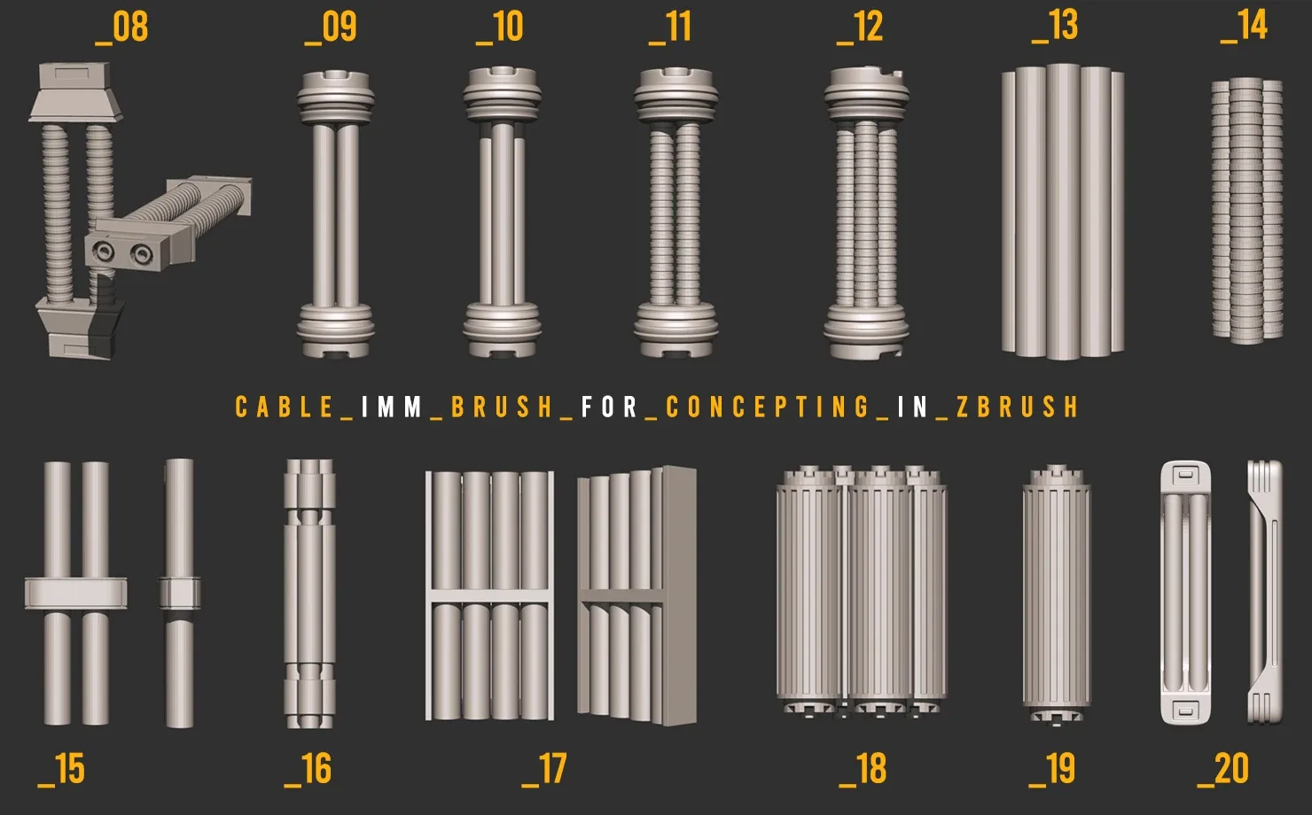 Cable IMM Brush For Concepting In Zbrush