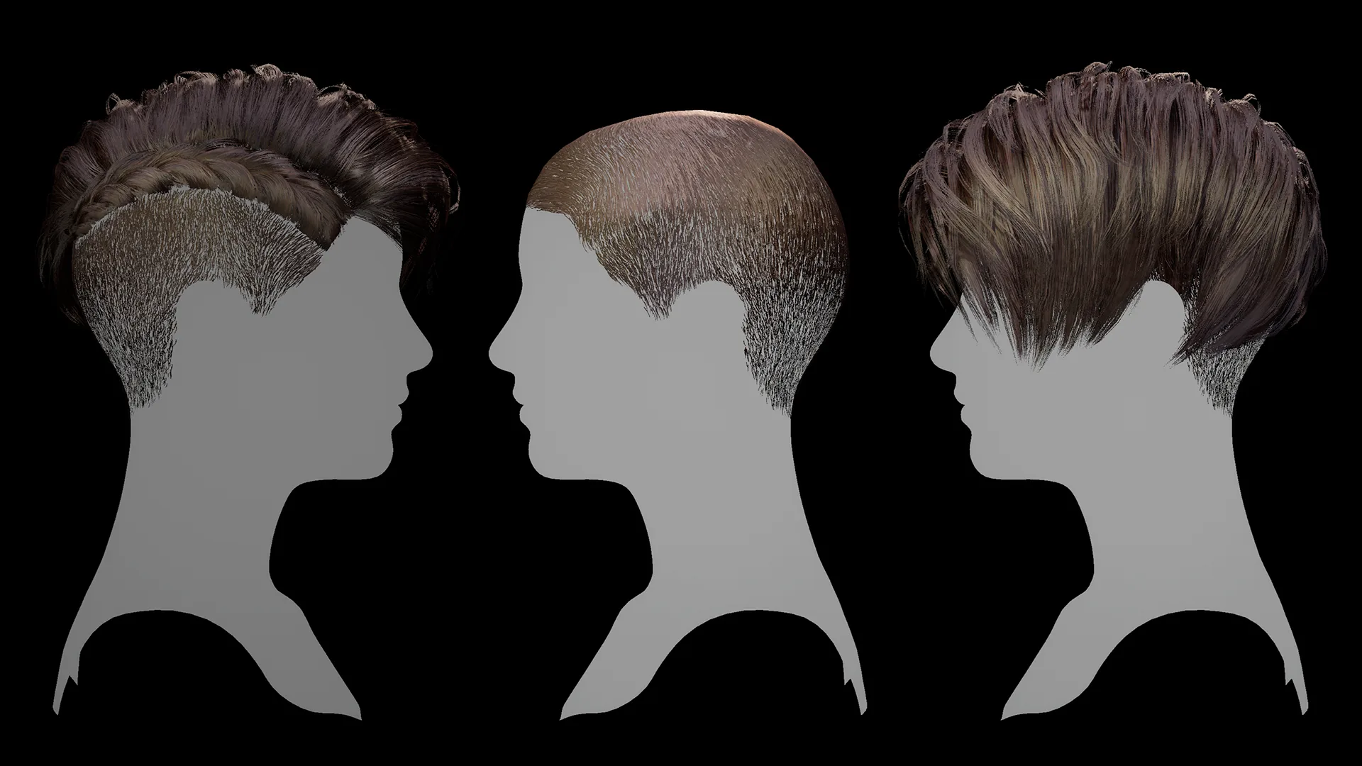 Low Poly Hair "Charlize" - FBX/OBJ + Maya, Blender source file, 4K Textures