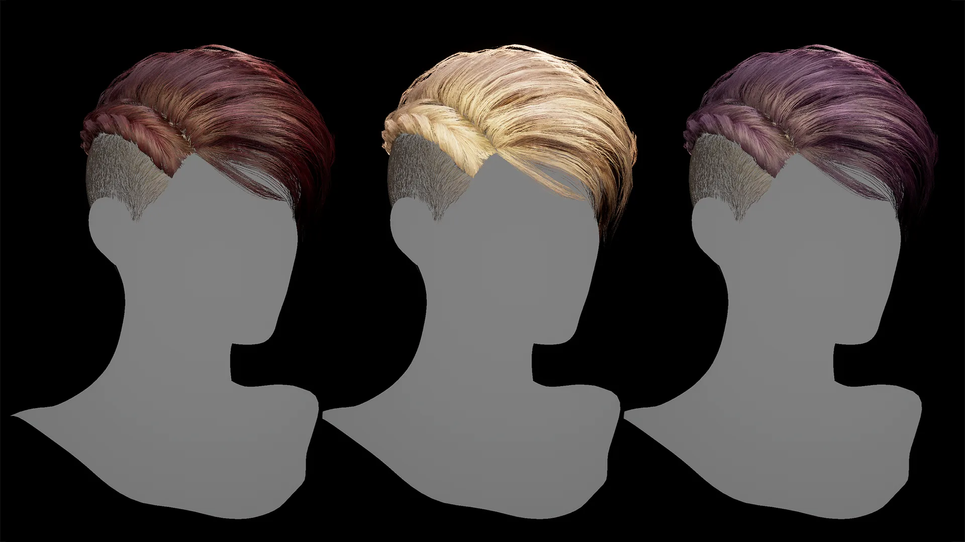 Low Poly Hair "Charlize" - FBX/OBJ + Maya, Blender source file, 4K Textures