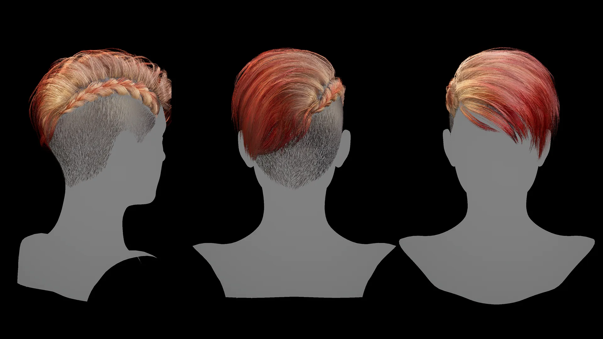 Low Poly Hair "Charlize" - FBX/OBJ + Maya, Blender source file, 4K Textures