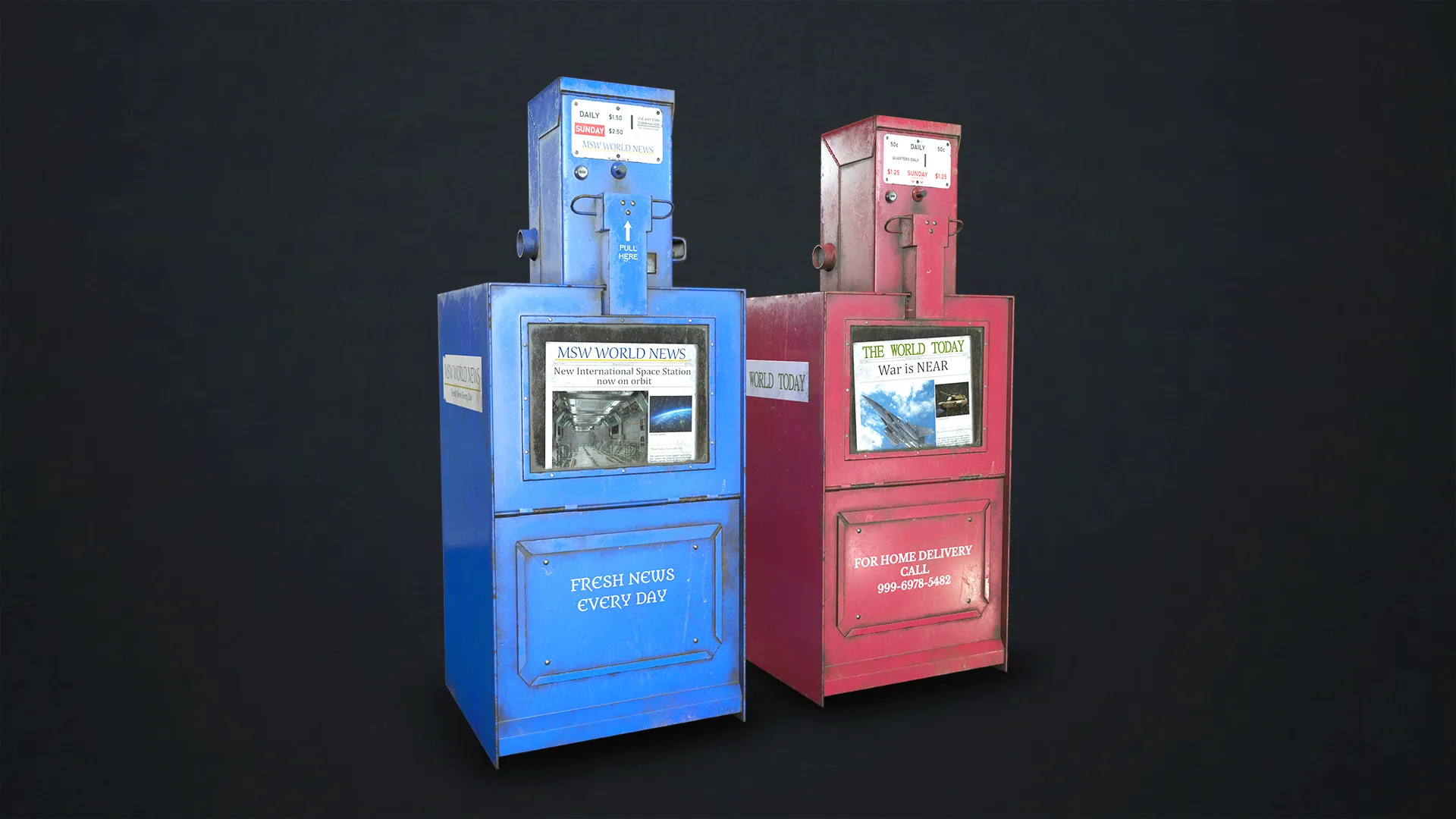 Newspaper Dispenser - Low Poly