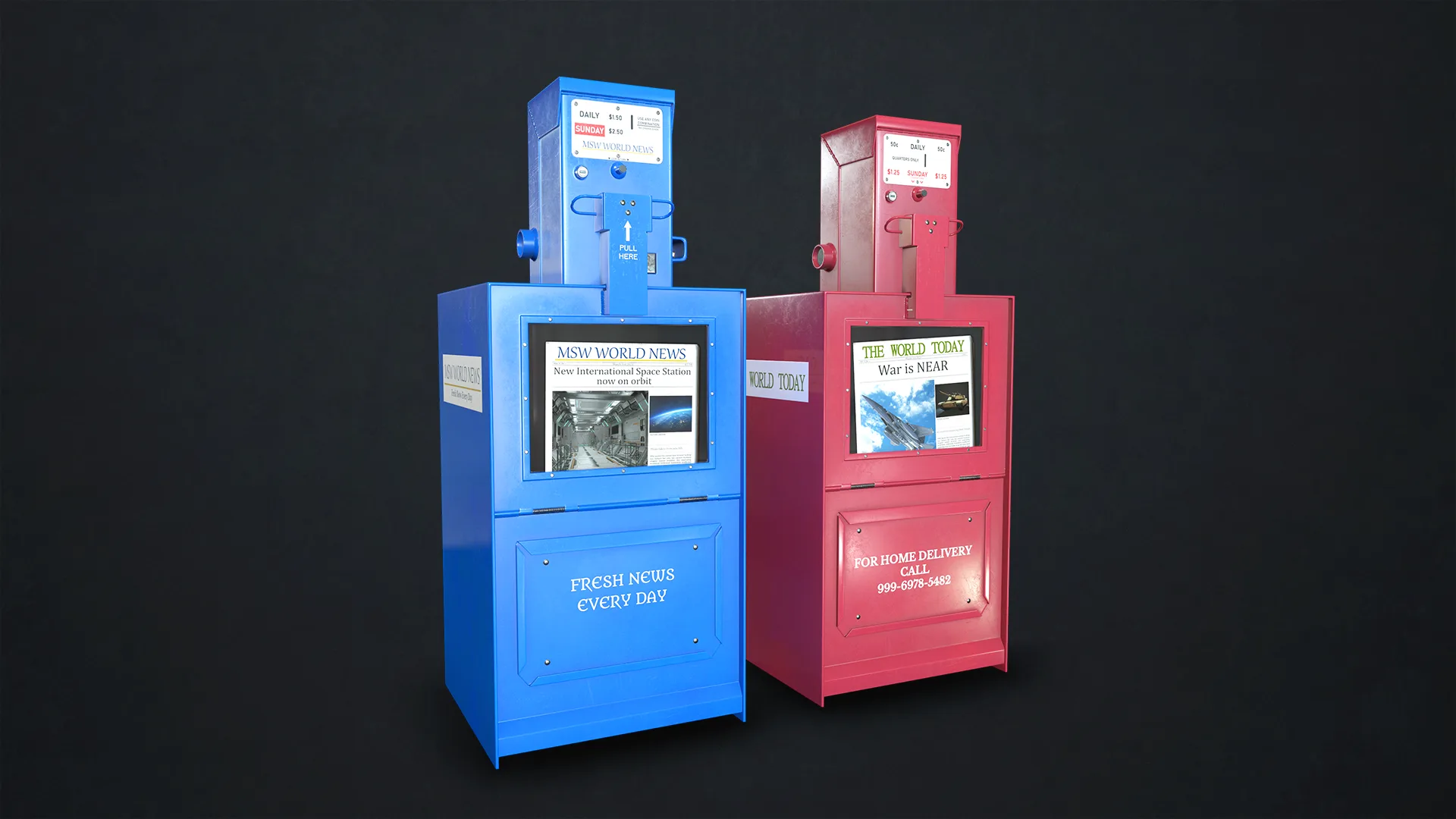 Newspaper Dispenser - Low Poly