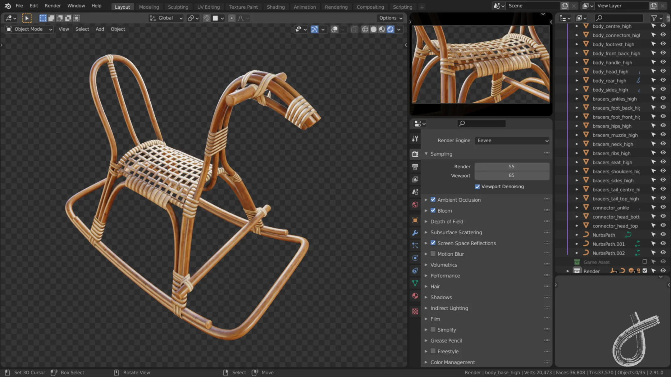 Rattan Rocker | A Complete Game Asset Workflow