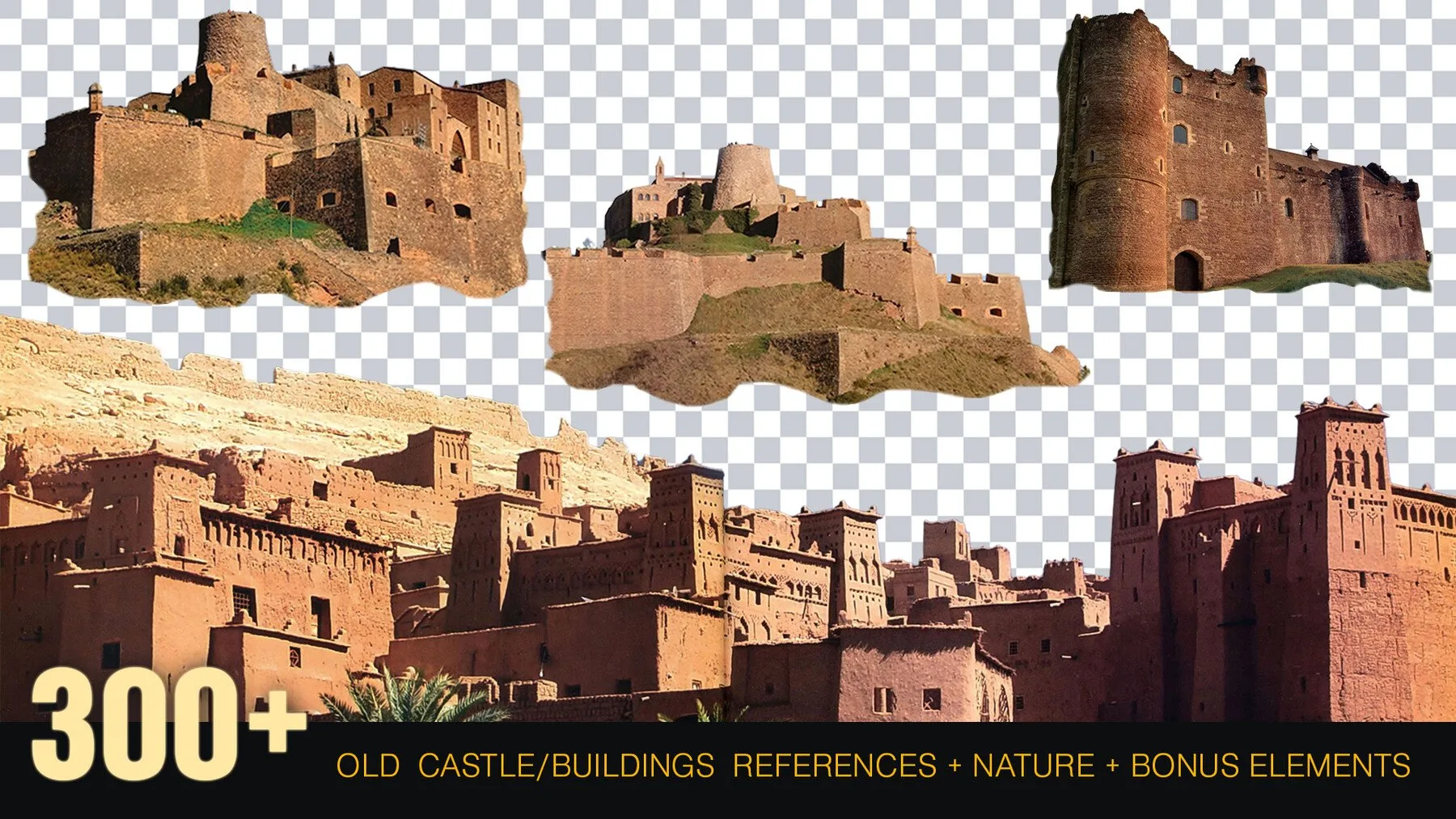 300+ Old Castle / Buildings reference Pack + Nature + Bonus [Transparent BG] Perfect For Mattepainting And Photobash