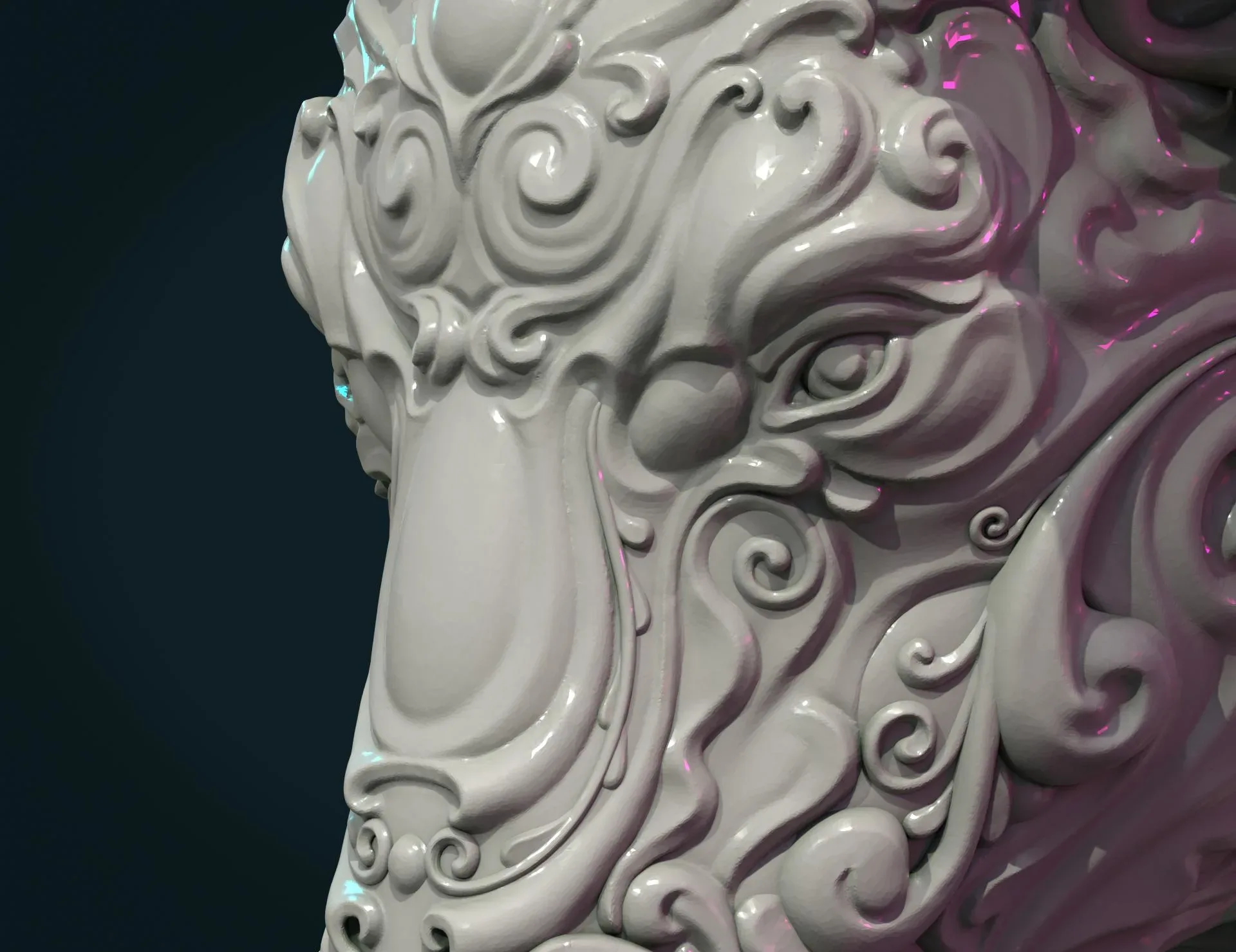 Ornate Bull Head - 3D Print Ready