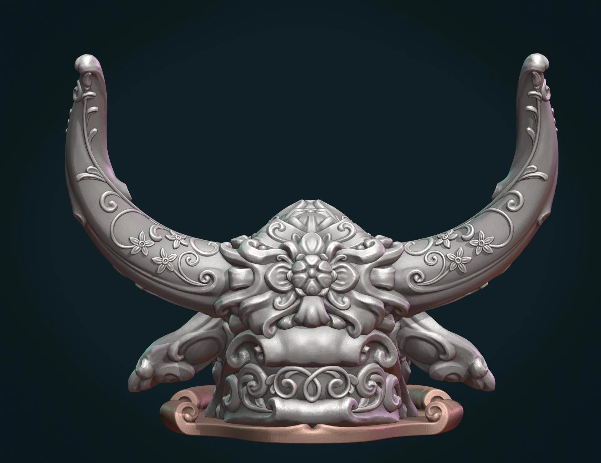 Ornate Bull Head - 3D Print Ready