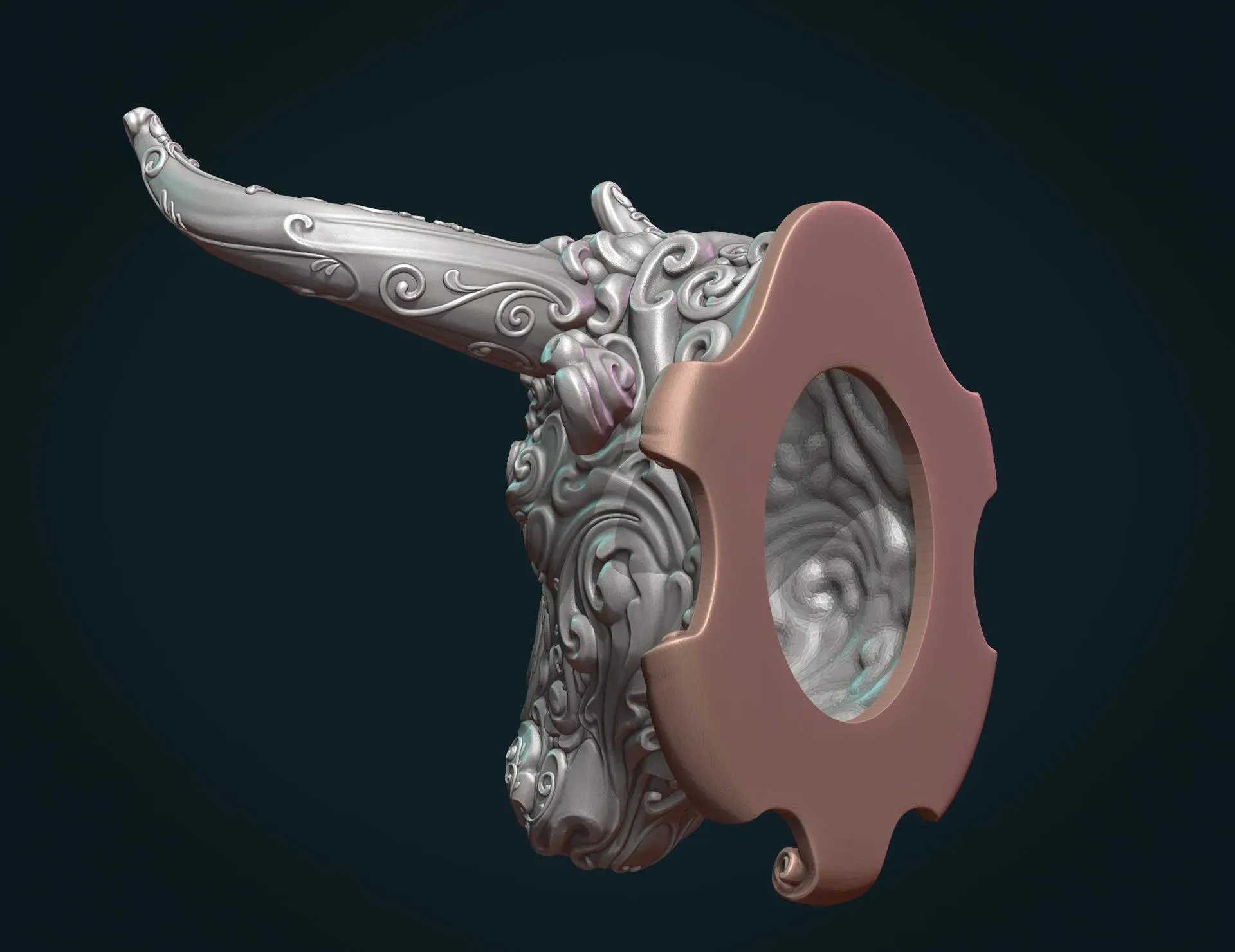 Ornate Bull Head - 3D Print Ready